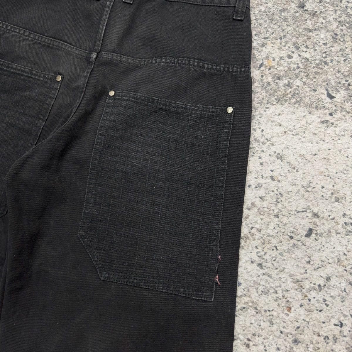 Vintage 90s Baggy Wide Leg Long Black Denim Shorts ERD Grunge Skater Size US 34 / EU 50 - 6 Thumbnail