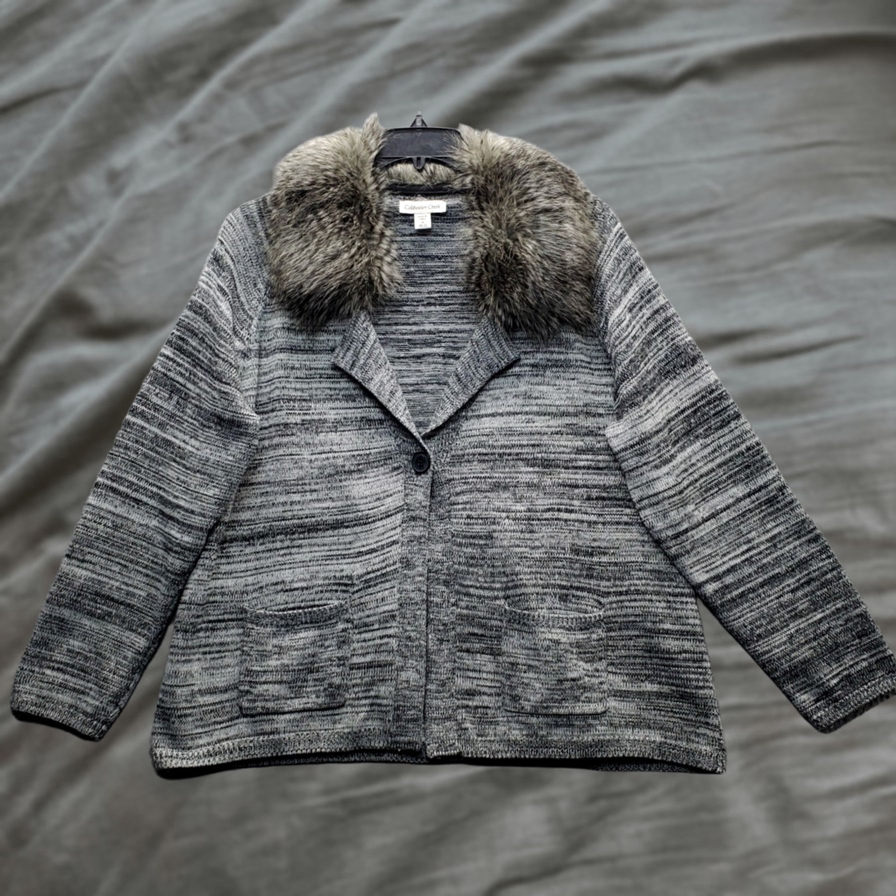 Coldwater Creek Coldwater Creek Cardigan Womens 2X Knit Multicolor Detachable Faux Fur Collar Shirt? Size XXL / US 16-18 / IT 52-54 - 1 Thumbnail
