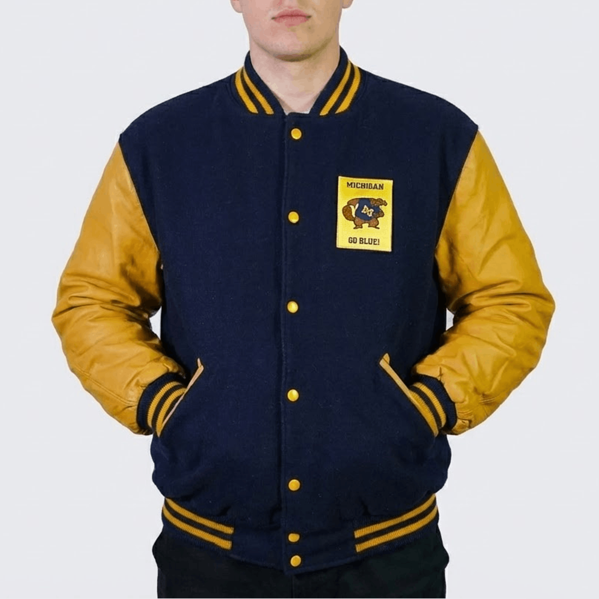 Vintage Michigan Wolverines Vintage 90s Varsity Bomber Jacket Size US XL / EU 56 / 4 - 4 Thumbnail