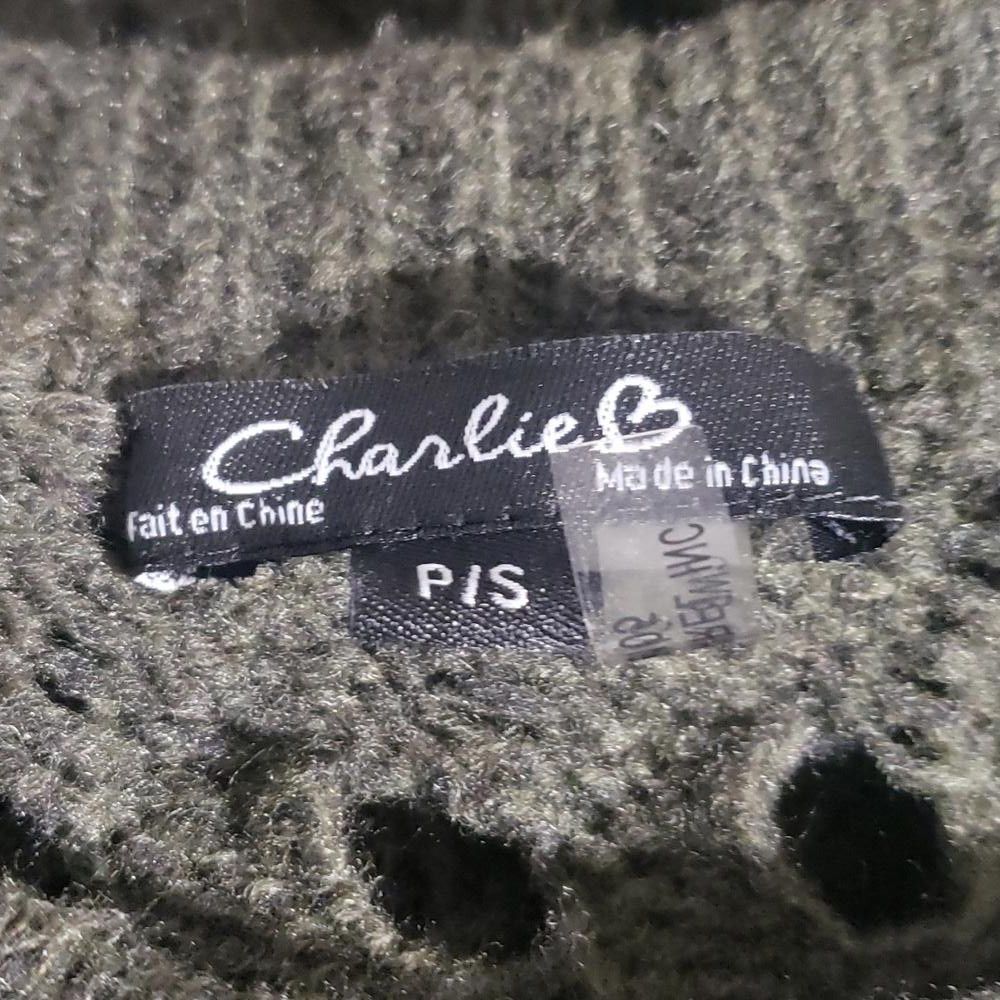 Designer CT1986 Charlie B Olive Green Cut Out Long Sleeve Sweater P/S Size S / US 4 / IT 40 - 7 Thumbnail
