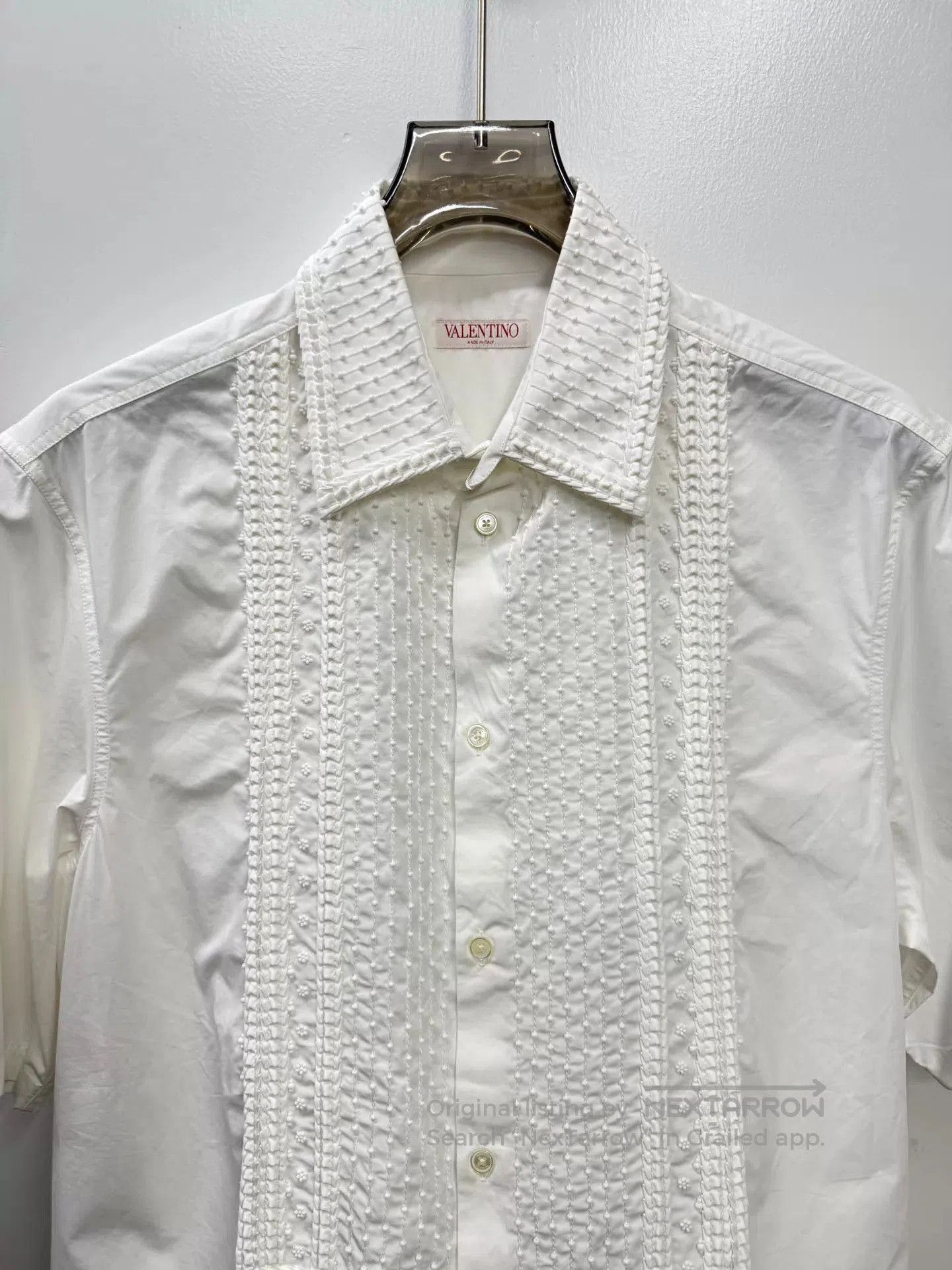 Valentino White Short Sleeve Button-Down Shirt. Size US M / EU 48-50 / 2 - 2 Thumbnail