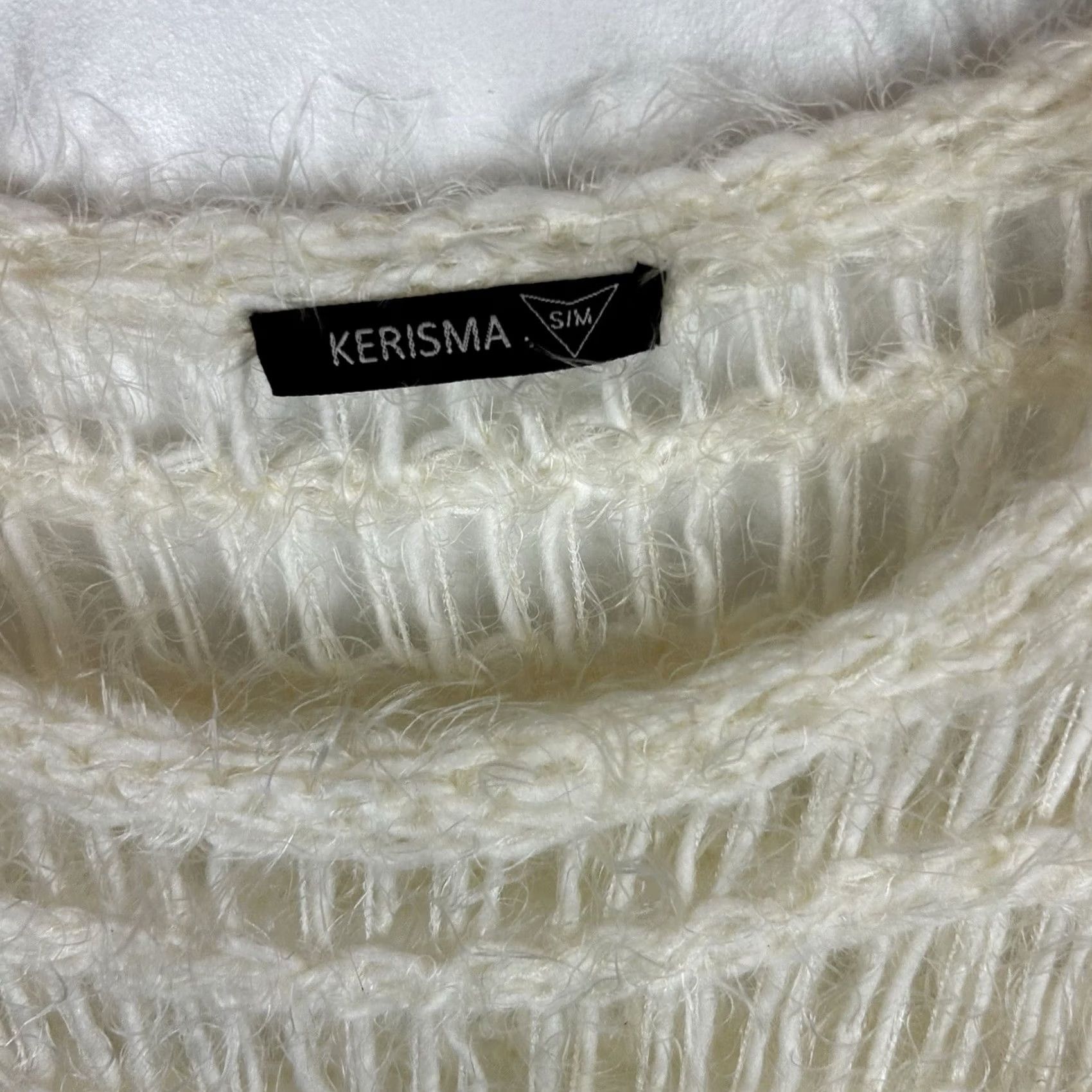 Vintage Kerisma Open Knit Top Women S Sweater Ivory Dolman Short Sleeve Oversized Pullover Boho Classic City 21" 19" Length Size S / US 4 / IT 40 - 7 Thumbnail