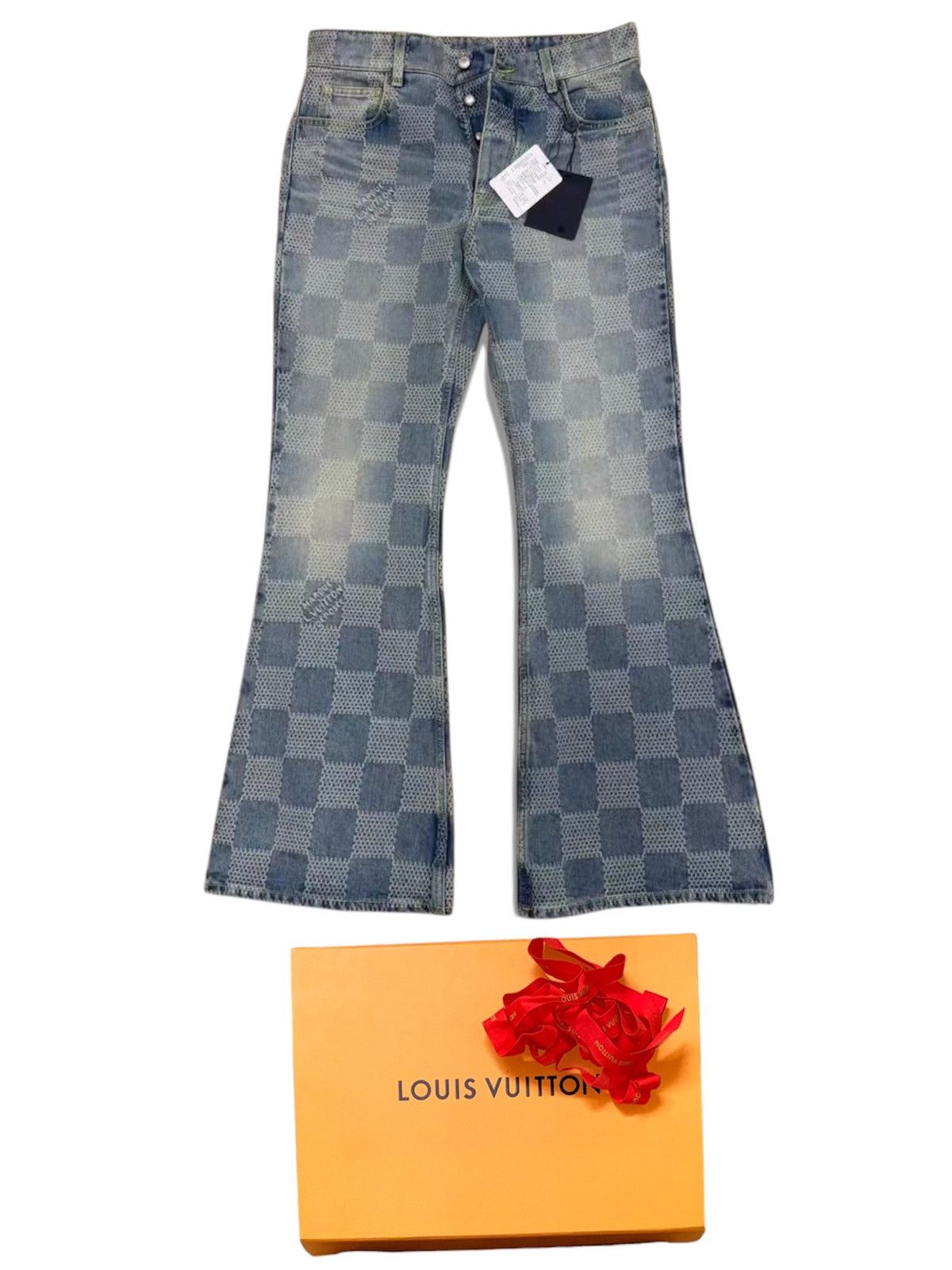 Louis Vuitton Louis Vuitton 36 Damier Flared Washed Denim Jenas Size US 36 / EU 52 - 1 Thumbnail