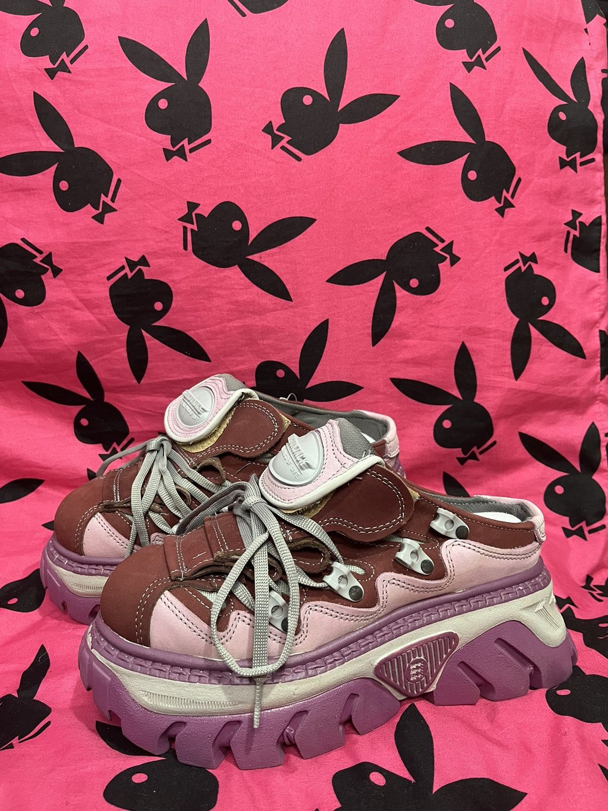 image of Vintage Gordon Jack Platform Clogs Shoes in Pink, Women's (Size 8)