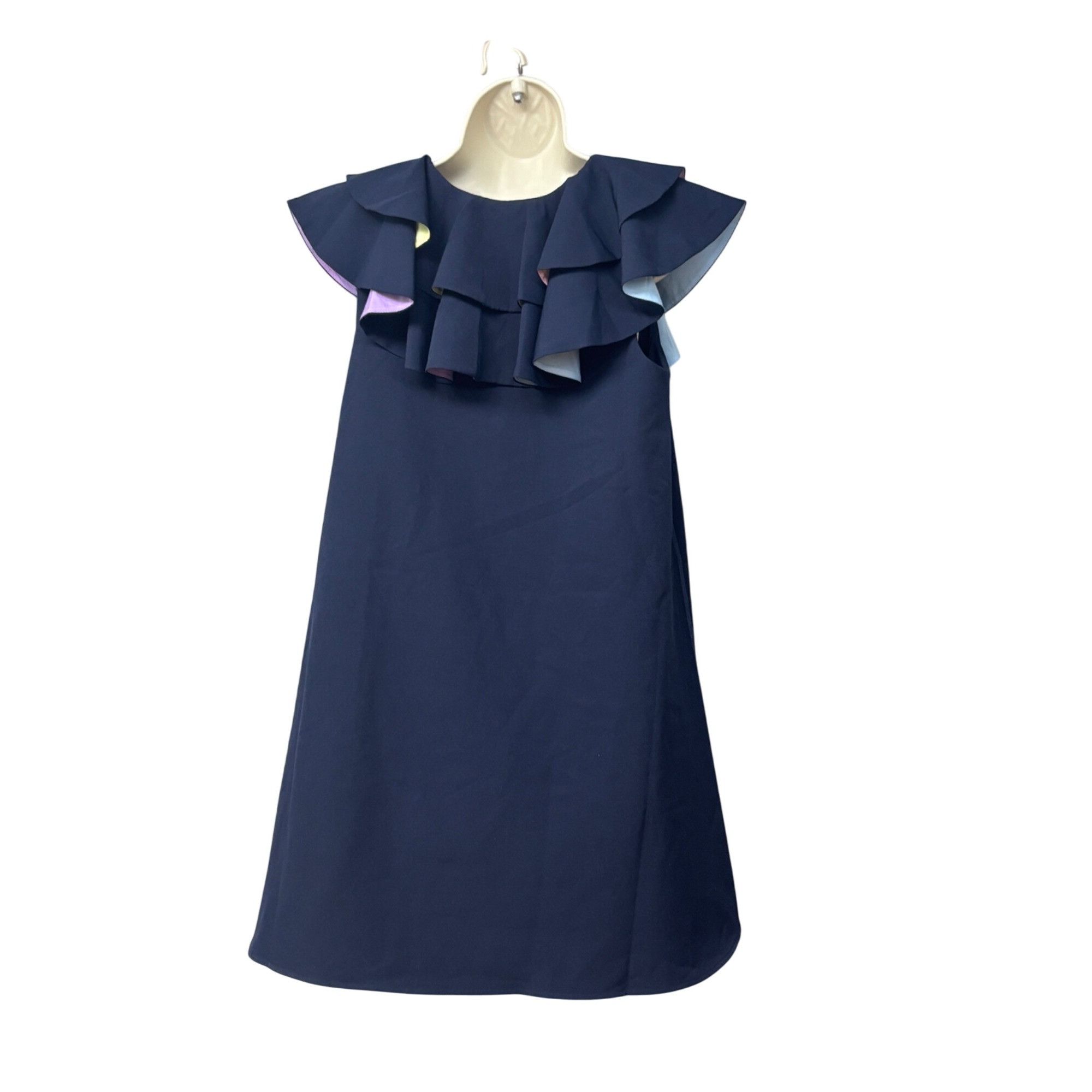 English Factory English Factory Multicolor Lined Ruffle Shift Dress, Navy, S Size S / US 4 / IT 40 - 4 Thumbnail