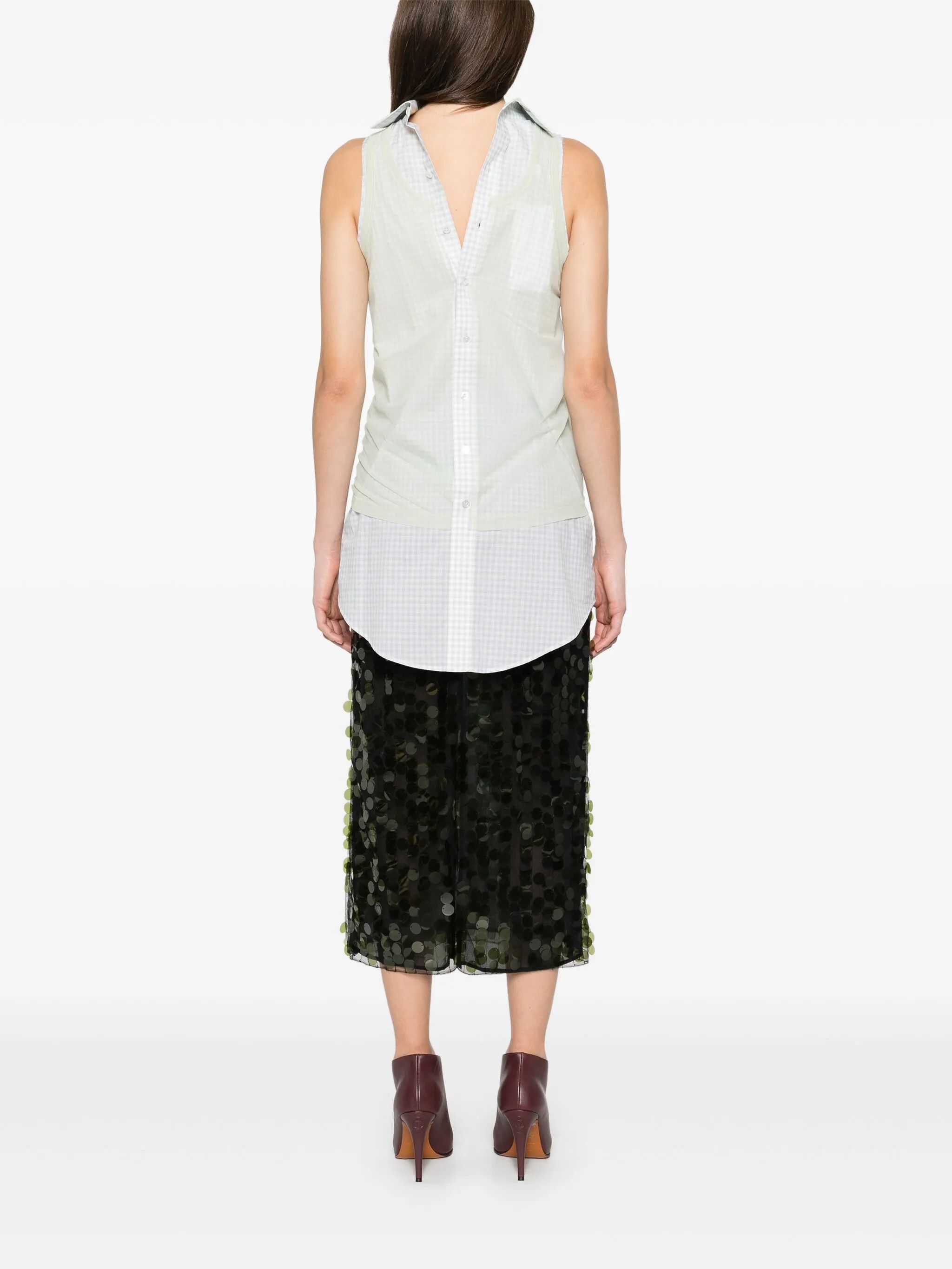 Maison Margiela o1w1db10526 Checkered Sleeveless Shirt in Light Green Size M / US 6-8 / IT 42-44 - 4 Thumbnail