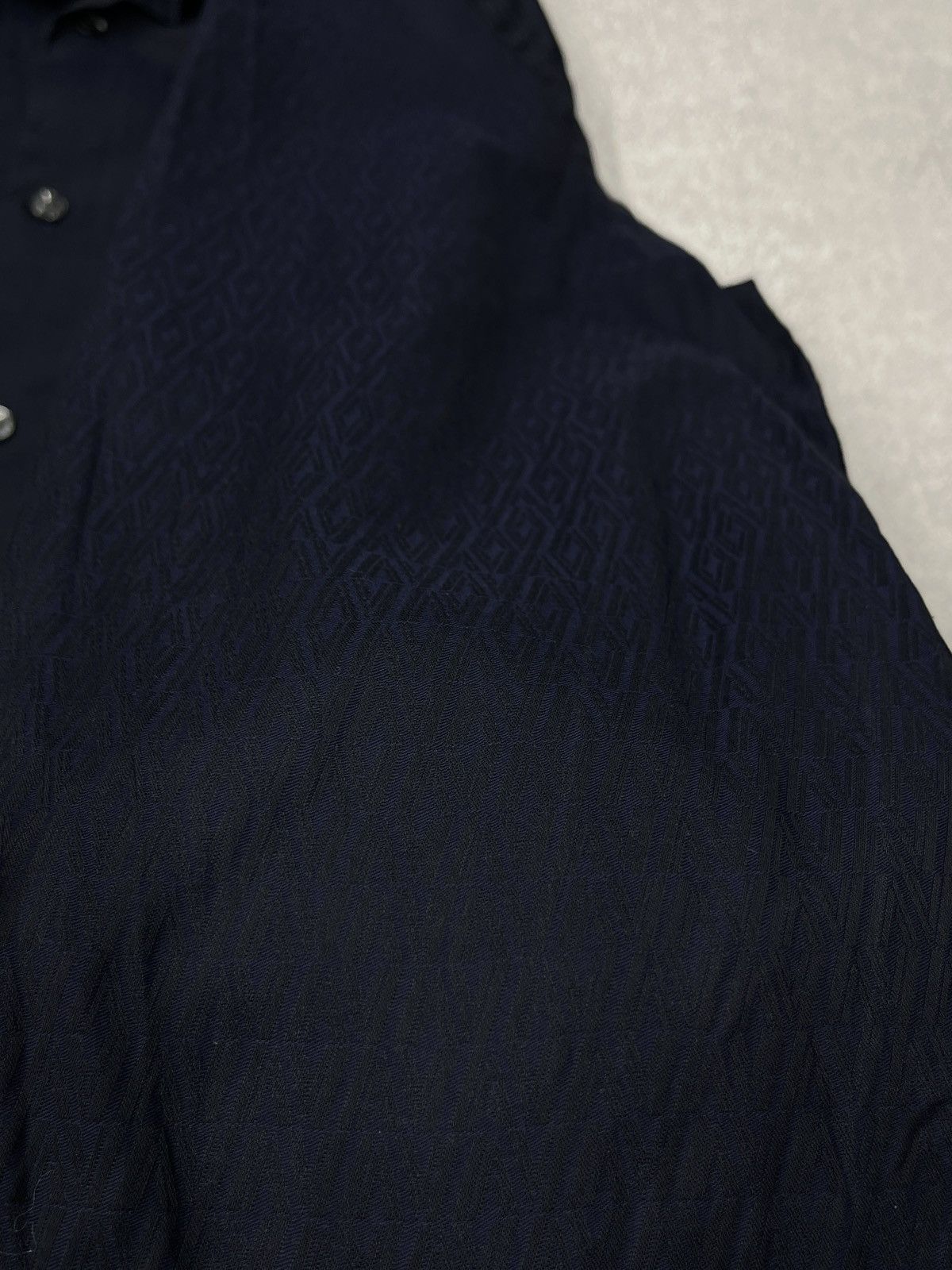 Versace × Versace Jeans Couture × Vintage Mens Versace Collection Navy Shirt Monogram Y2K Luxury Size US M / EU 48-50 / 2 - 6 Thumbnail