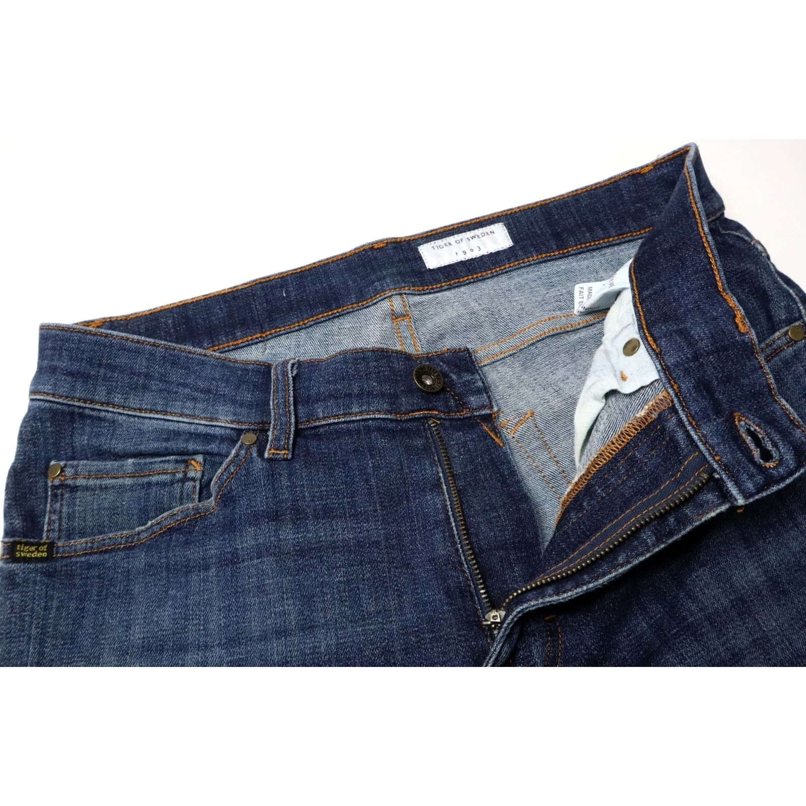 Tiger of Sweden Tiger Of Sweden Evolve Jeans Slim Blue W31/L34 Zip Fly Mens Heightentitled Stretched Whiskers Size US 31 - 4 Thumbnail
