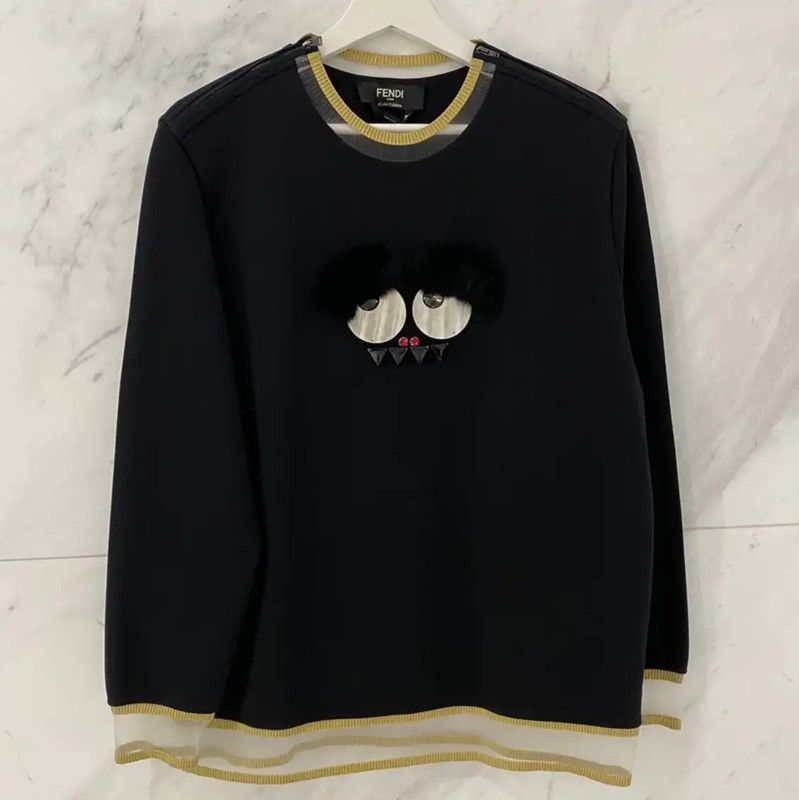 Fendi Fendi Black Cotton Monster Sweatshirt for Women 0089 Size L / US 10 / IT 46 - 1 Thumbnail