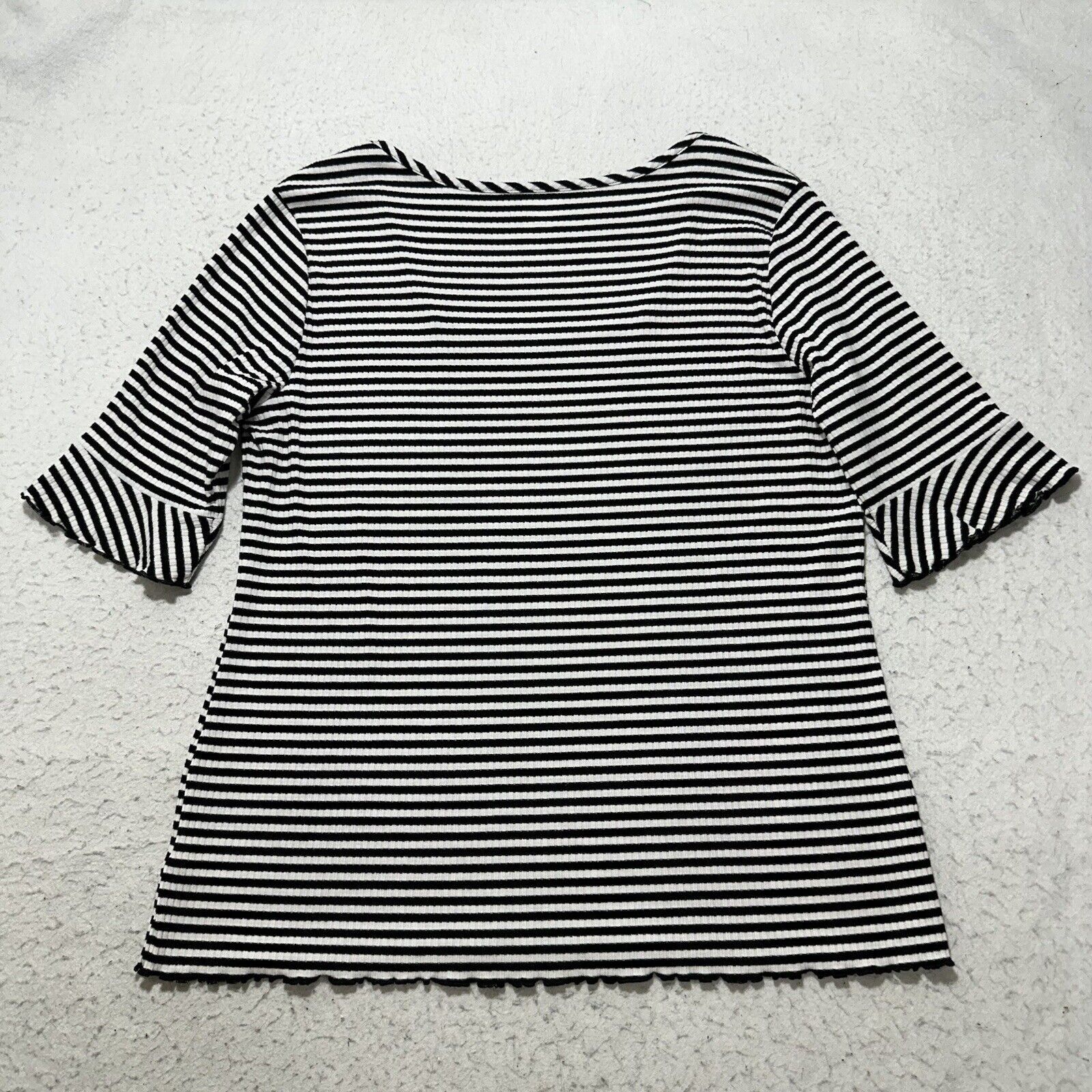 Other a.n.a. XL Square Neck Stretch T Shirt Top Black White Stripe Size XL / US 12-14 / IT 48-50 - 10 Thumbnail