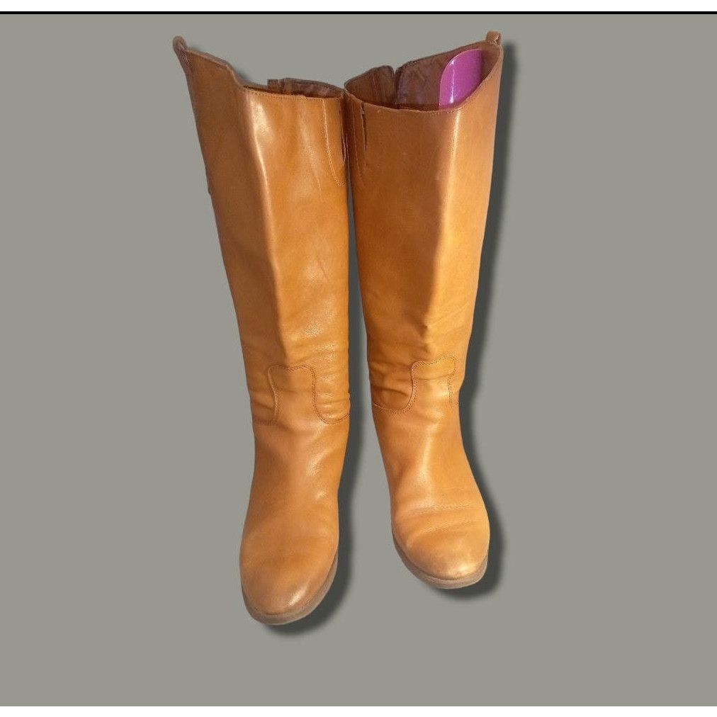 image of Sam Edelman Penny 2 Wide Calf Leather Riding Boots Size 10 W in Tan, Women's