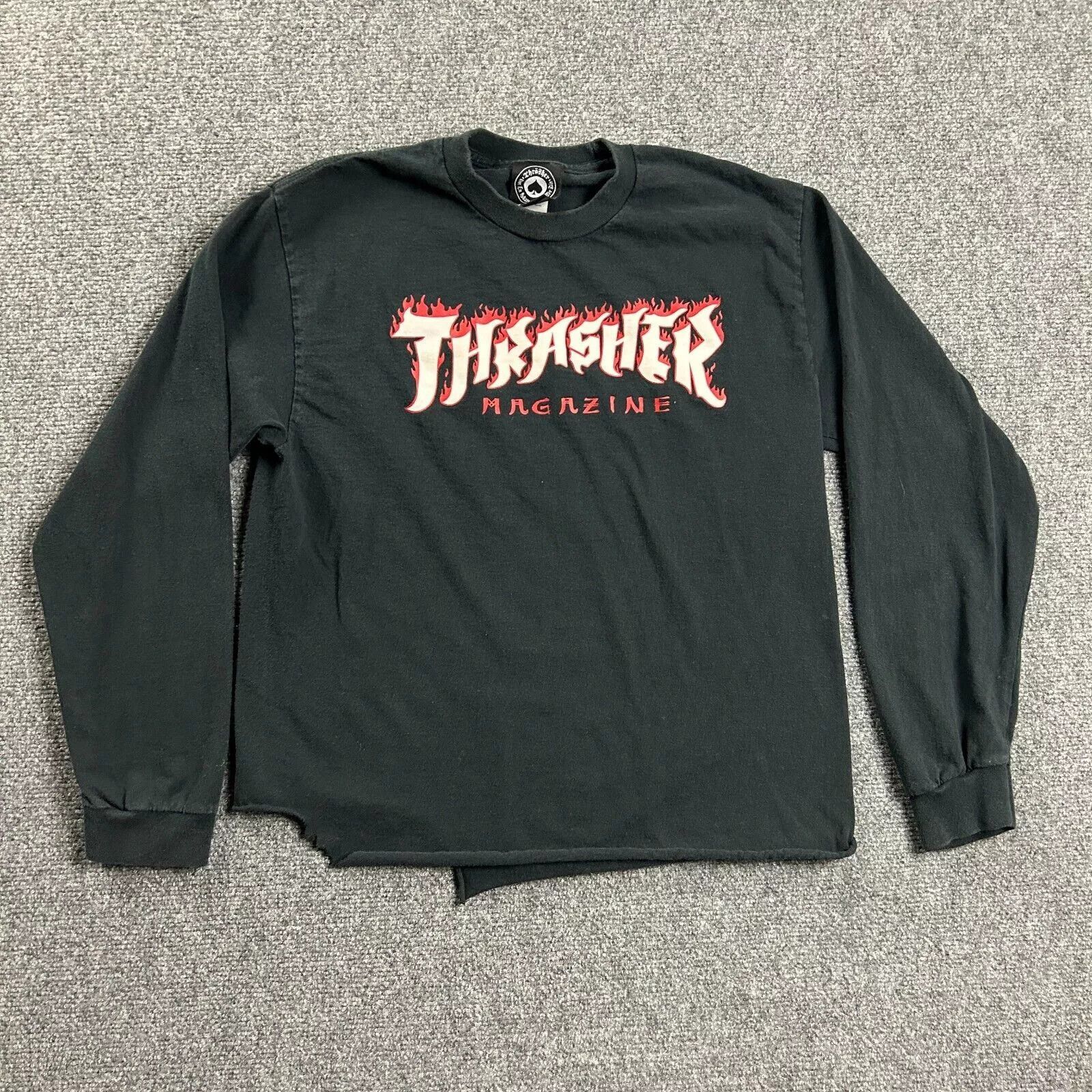 Thrasher Thrasher Shirt Womens Medium Crew Neck Cropped Distressed | Grailed, image size:1600x1600
