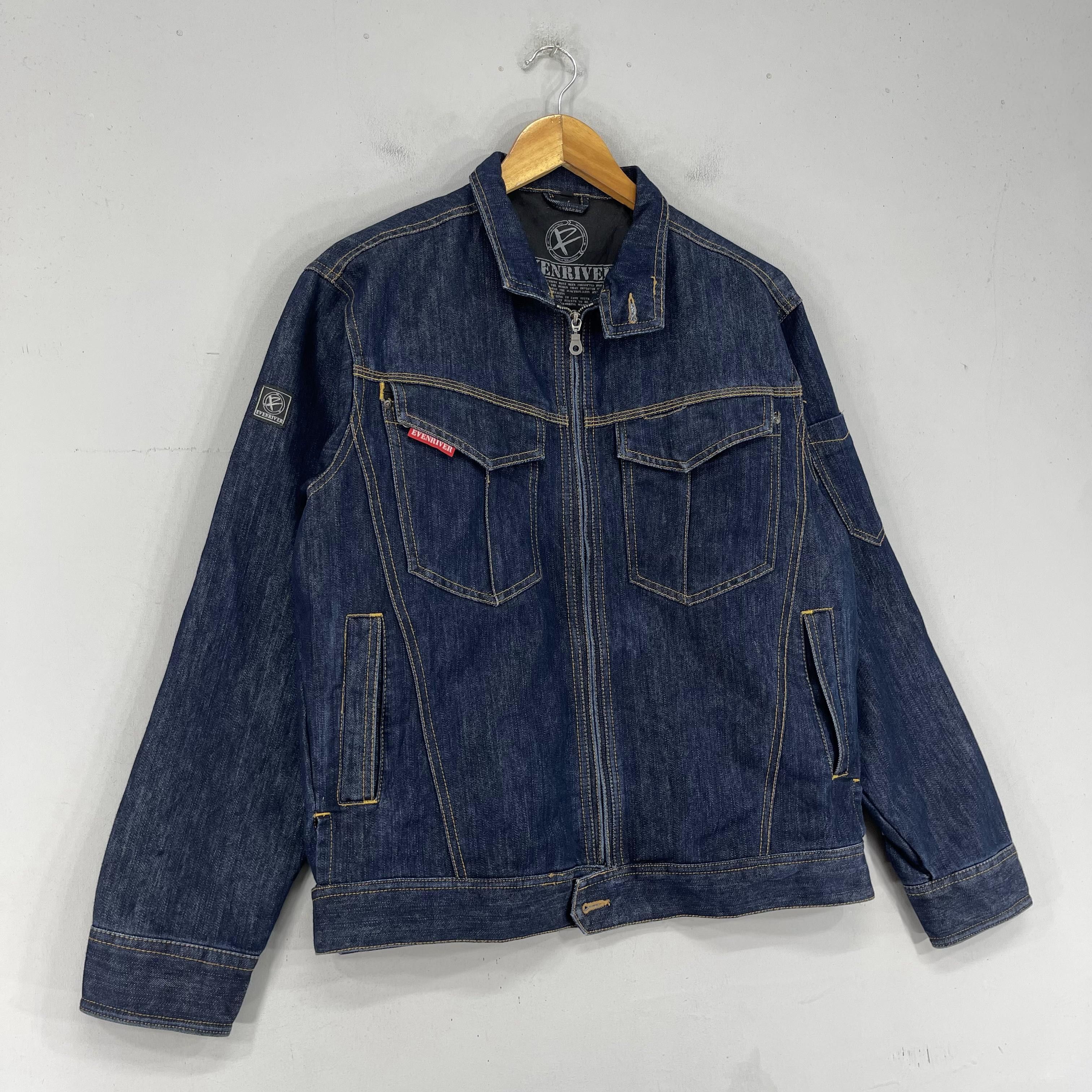 Japanese Brand × Vintage VintageENRIVER Denim Trucker Zipper Dark Washed Jacket Size US M / EU 48-50 / 2 - 5 Thumbnail