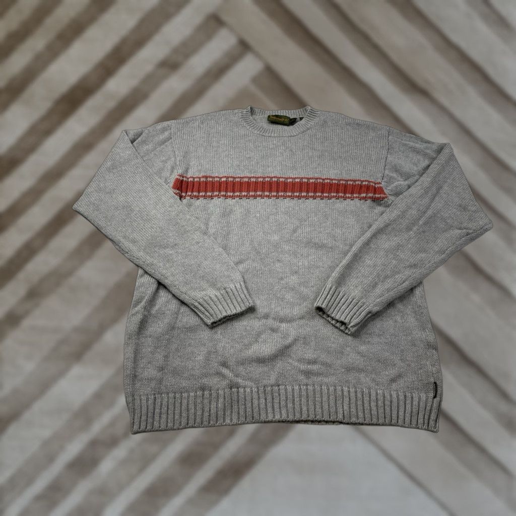Timberland VINTAGE Timberland Striped Knit Sweater Mens L Gray 2000s Y2K Grunge Skate Pullover Cotton Men Size US L / EU 52-54 / 3 - 1 Thumbnail
