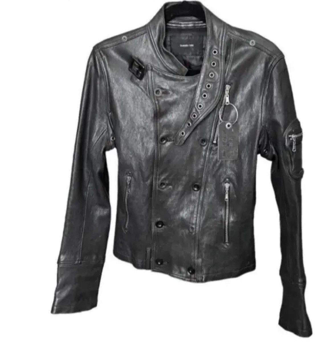 image of Yasuyuki Ishii Black Leather Biker Moto Jacket Size Xs, Women's