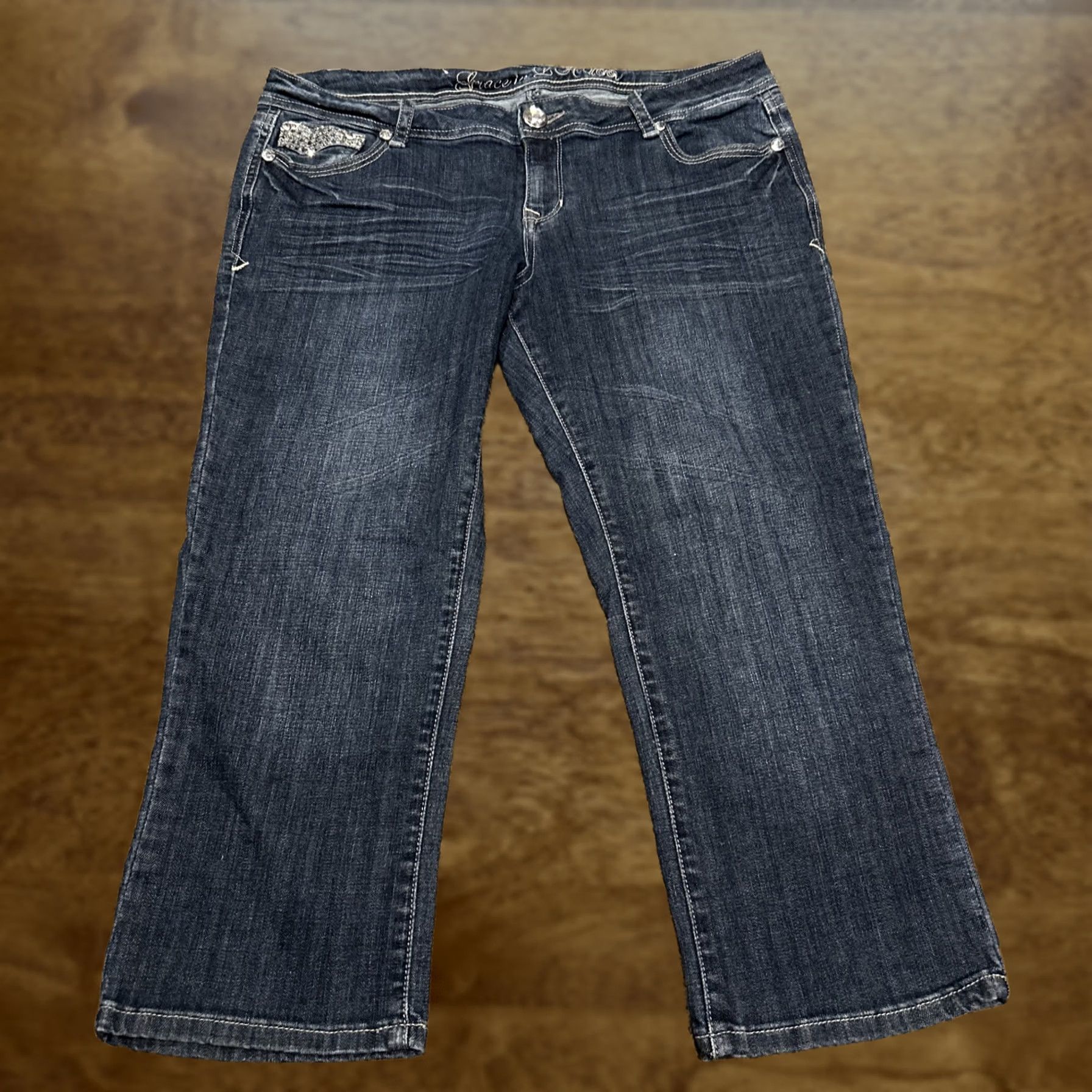 Grace in LA Grace in la Crop Jeans Juniors Size 13 Blue Cotton Blend A15 Size 24" / US 00 / IT 34 - 1 Thumbnail