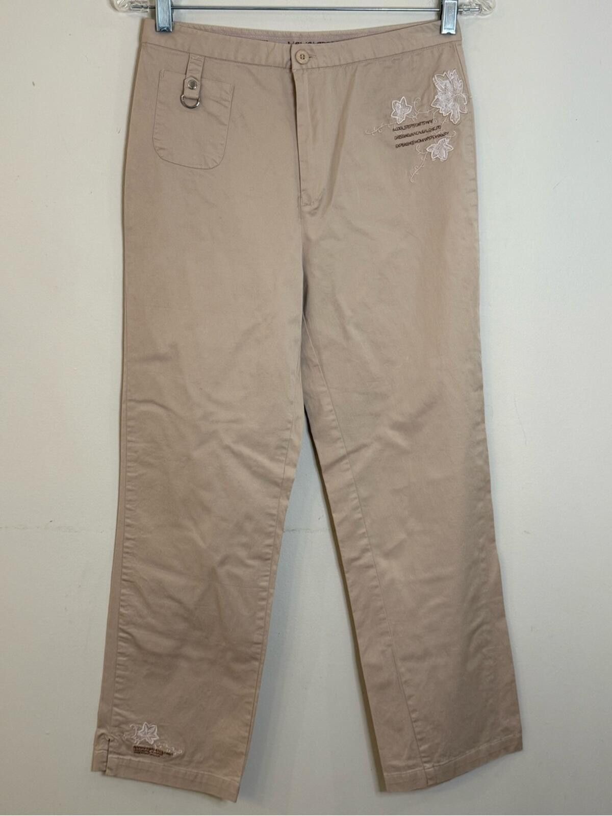 Other Lishiqi floral & positive affirmation khaki pants 28” waist Size 28" / US 6 / IT 42 - 1 Thumbnail