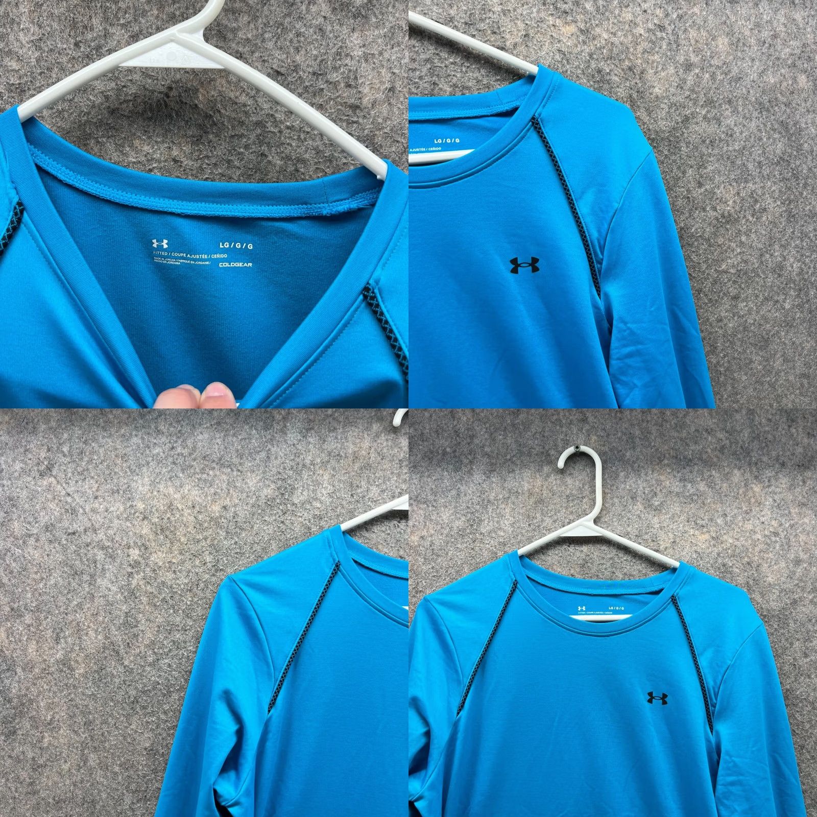Under Armour VINTAGE Under Armour Sweatshirt Men L Light Blue Athletic ColdGear PUllover Logo Pattern Solid Size US L / EU 52-54 / 3 - 8 Thumbnail