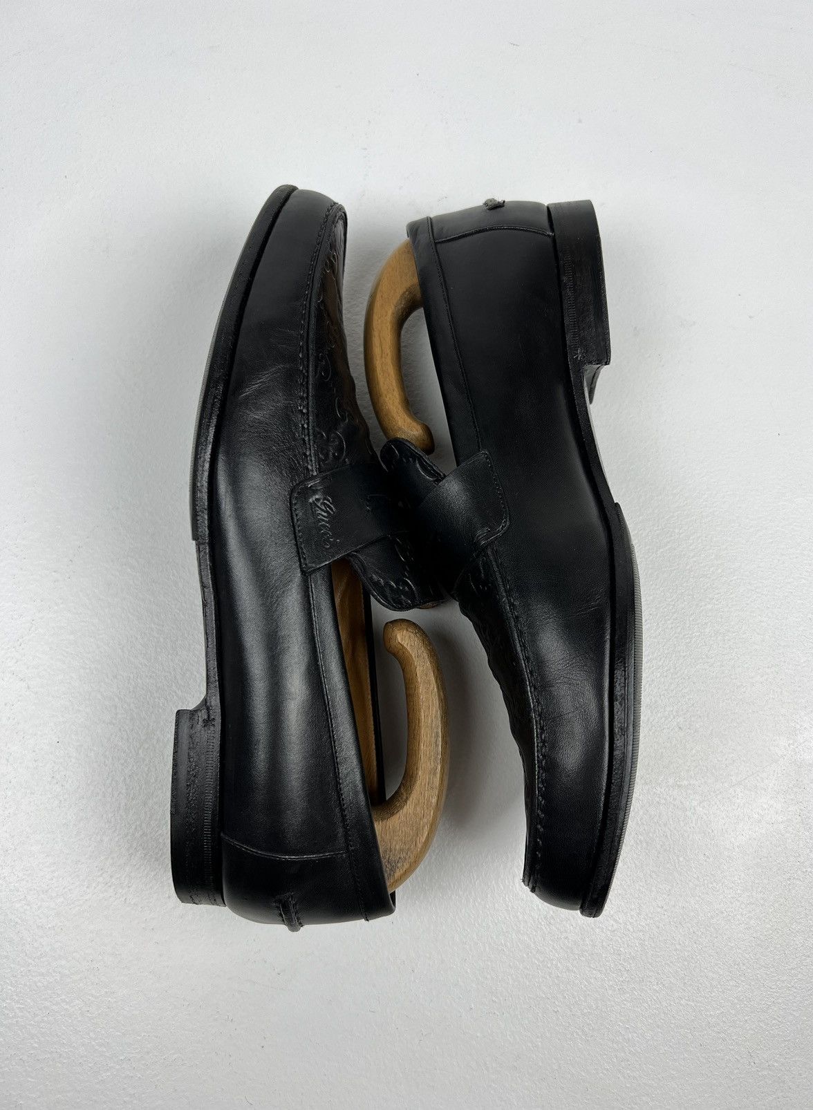Gucci GUCCI Loafers Leather GG Monogram Canvas Embossed Logo Black Size US 7.5 / EU 40-41 - 12 Thumbnail