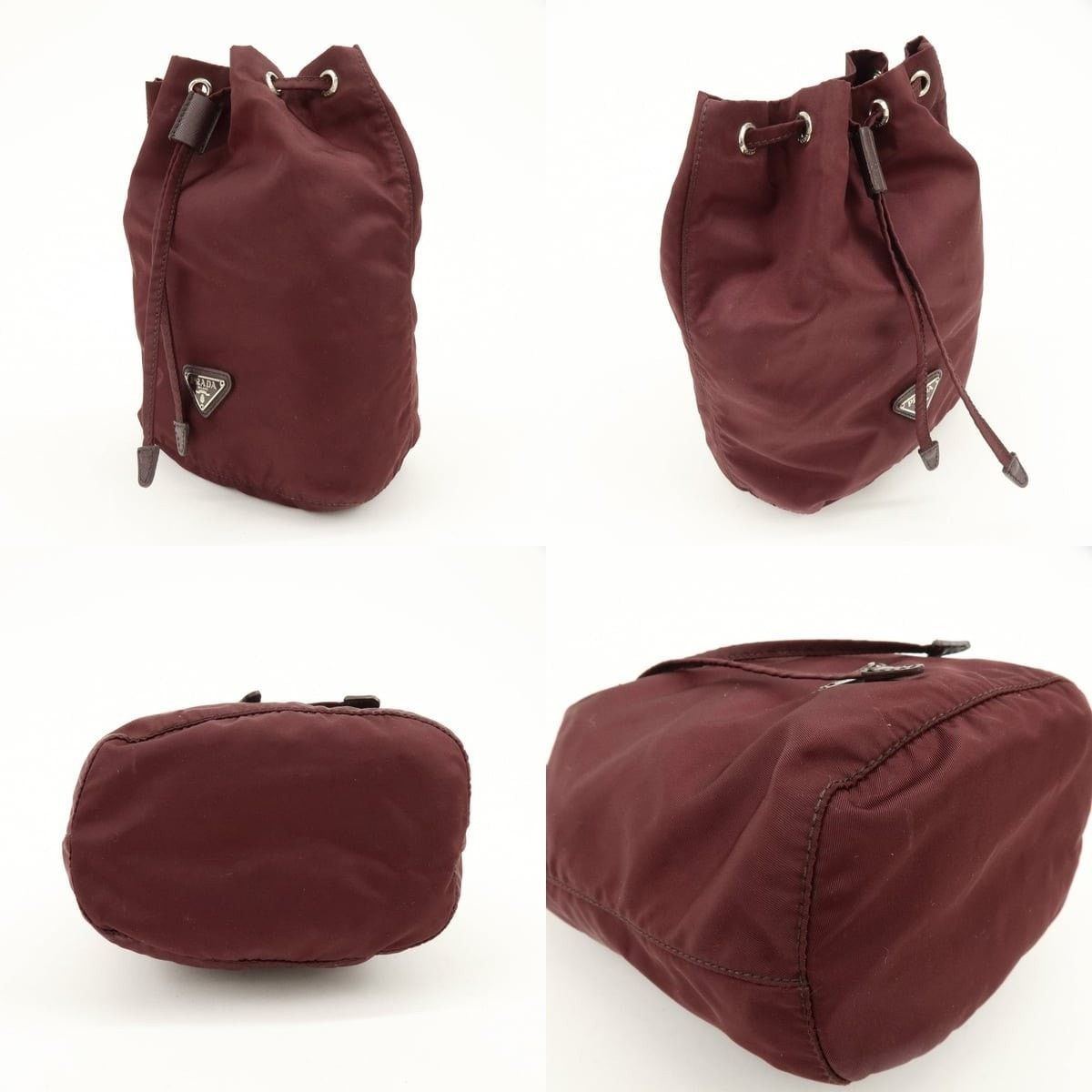 Prada Prada Triangle Logo Nylon Drawstring Pouch Burgundy Size ONE SIZE - 3 Thumbnail