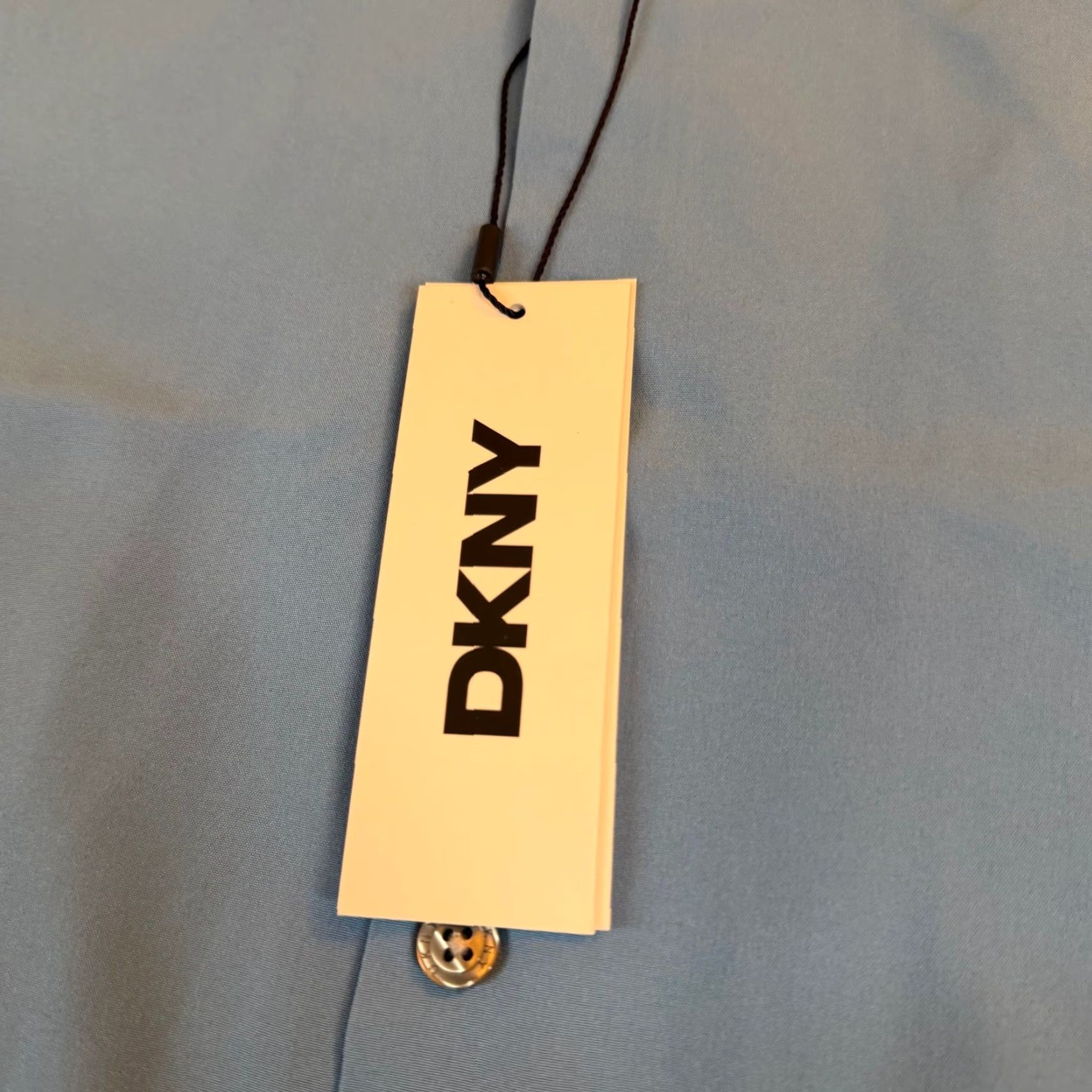 DKNY DKNY Bright Blue Dress Shirt Button Down Long Sleeve Mens Large NWT Lightweight Size 42R - 2 Thumbnail