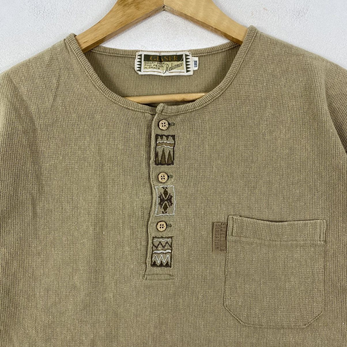 Vintage Glaser Reliance Vintage Linen Blend Henley Shirt Large Tan Size US L / EU 52-54 / 3 - 4 Thumbnail