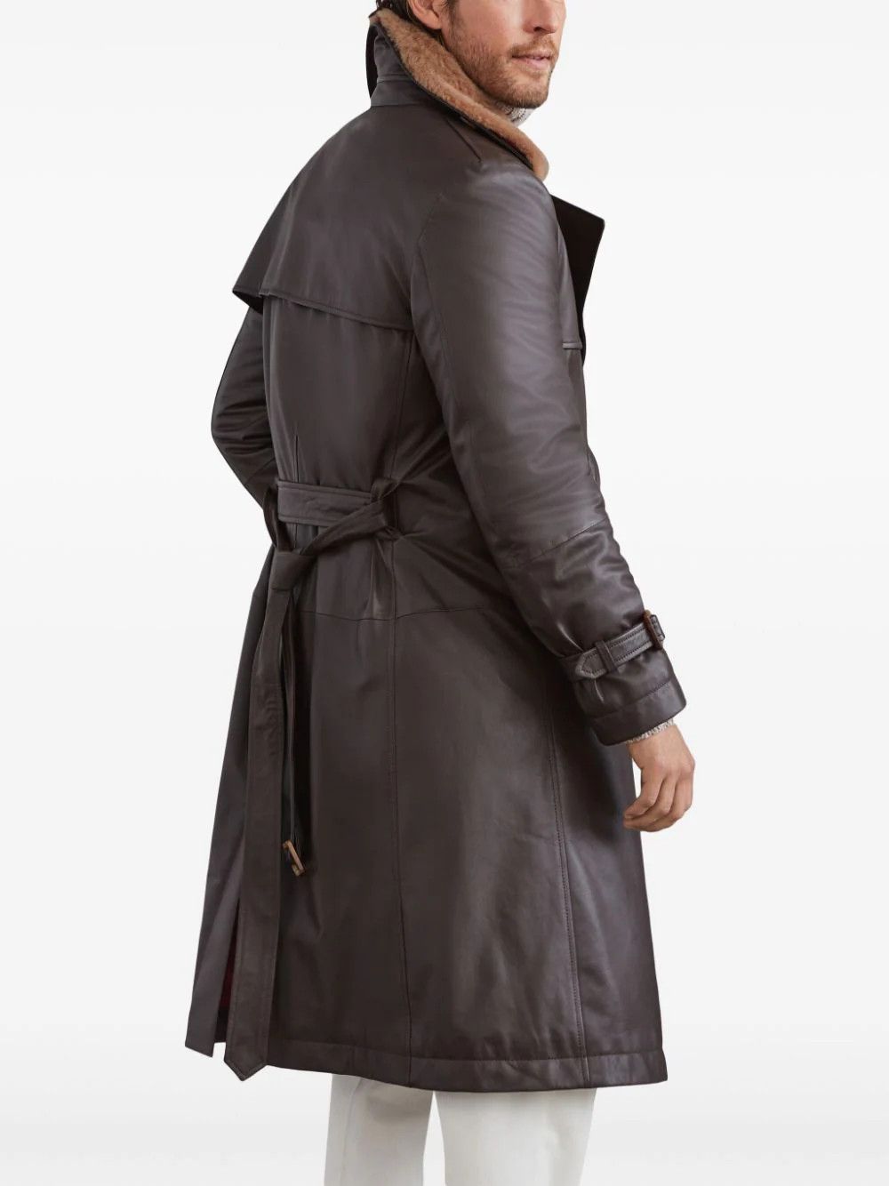 Brunello Cucinelli o1w1db10226 Padded Leather Jacket in Dark Brown Size US L / EU 52-54 / 3 - 4 Thumbnail