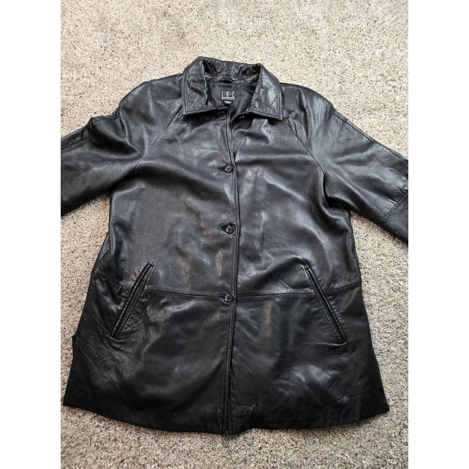 Vintage VINTAGE INC International Concepts Leather Jacket XL Women Black Long Sleeve Y2K Jacket Size L / US 10 / IT 46 - 6 Thumbnail