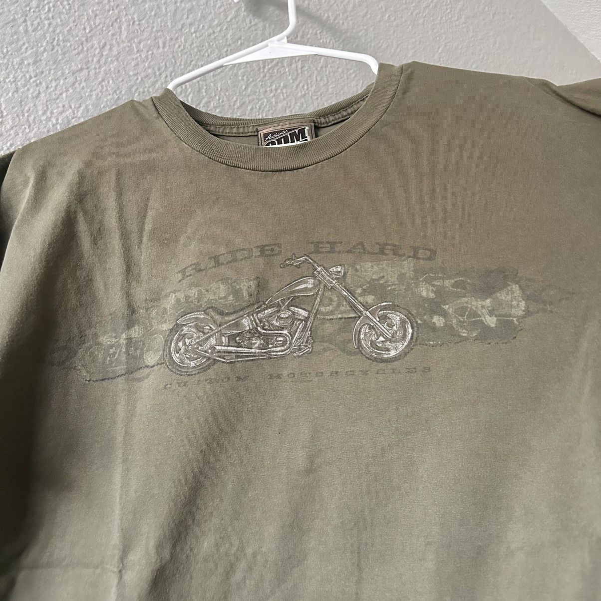 ODM × Vintage Vintage Ride Hard ODM Olive Green T-Shirt Men’s Large Size US XL / EU 56 / 4 - 2 Thumbnail