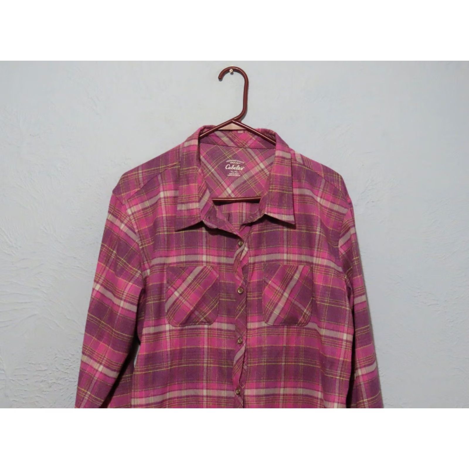 Vintage Cabela's Women's XL Flannel Long Sleeve Purple Shirt Top Button-Up Blouse Knit? Wait. Size XL / US 12-14 / IT 48-50 - 4 Thumbnail