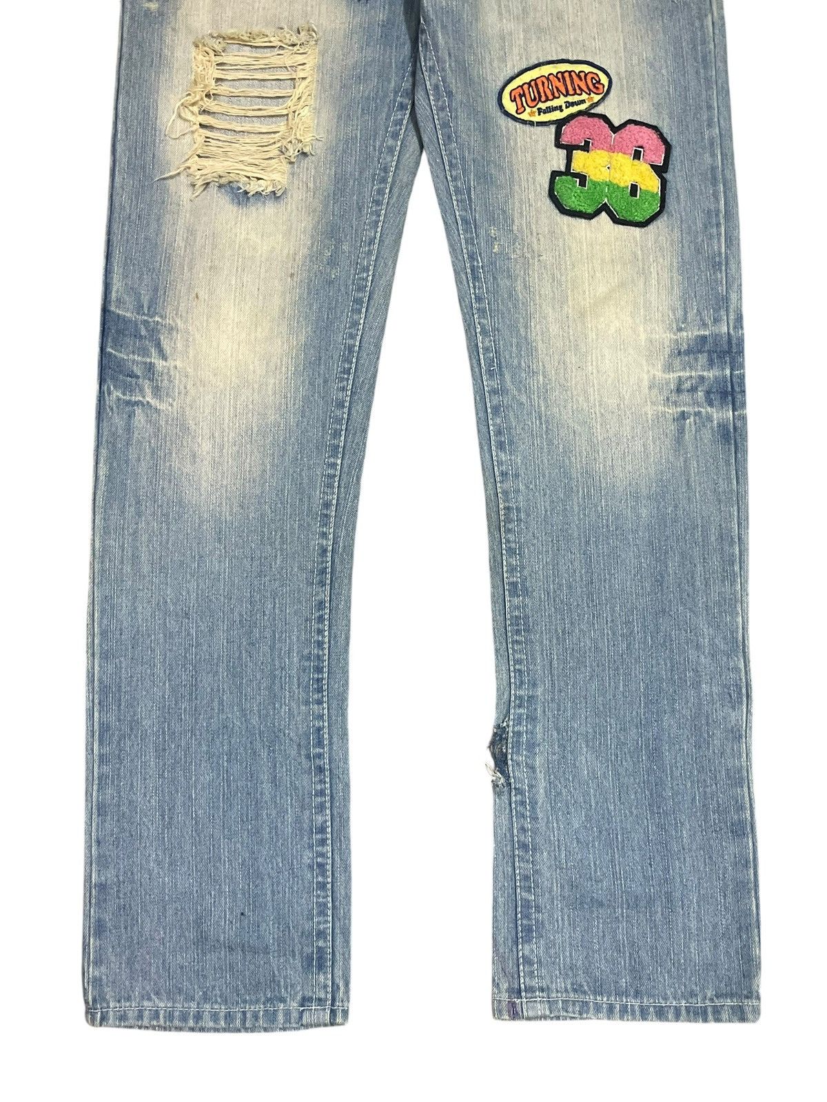 Japanese Brand Vintage Y2K Japanese Funky Patches Distressed Jogger Jeans Size 33" - 4 Thumbnail