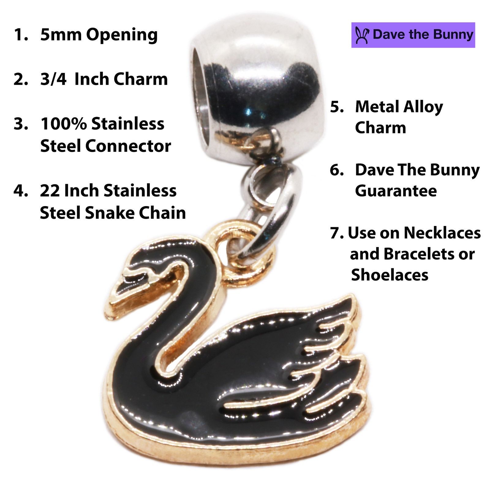 & Other Stories Black Swan Necklace for Mom, Swan Decor Charm Size ONE SIZE - 2 Thumbnail