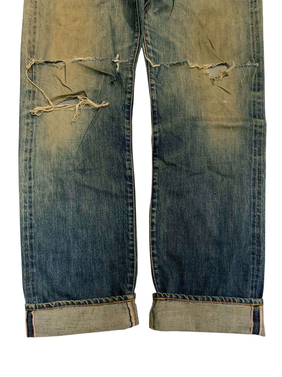 If Six Was Nine × Japanese Brand RARE💥ACOUSTIC SELVEDGE FADED&RUSTY JAPANESE DISTRESSED DENIM Size US 31 - 10 Thumbnail