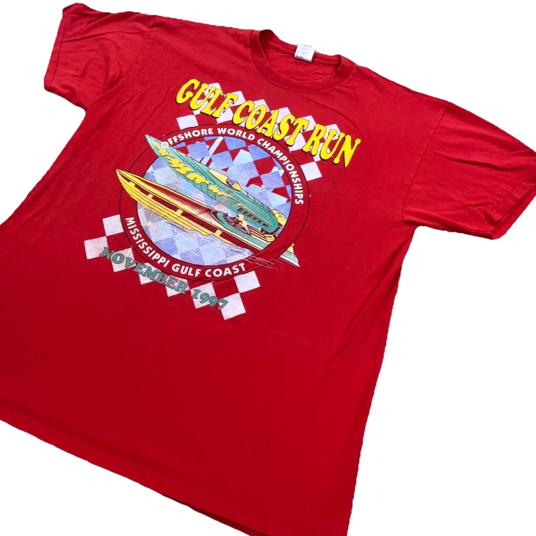Delta VINTAGE Speed Boat Shirt Men XL Red USA 90s Tee Gulf Coast Run Racing Staff Size US XL / EU 56 / 4 - 2 Thumbnail