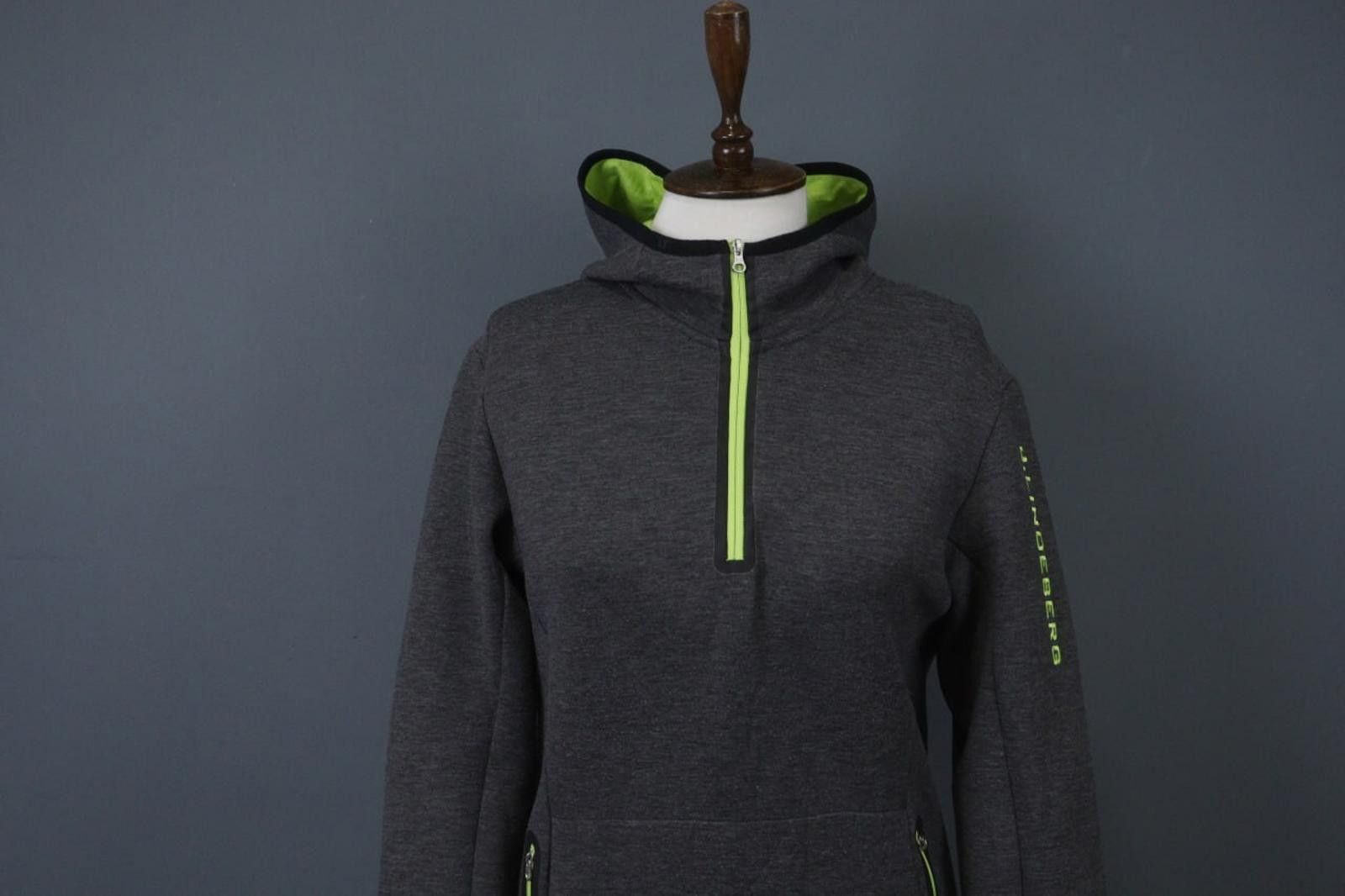J.Lindeberg J.Lindeberg Gray Zipped Kangaroo Pockets Tech Hoodie Size L Size L / US 10 / IT 46 - 2 Thumbnail