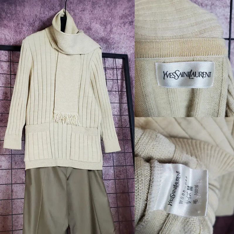 Yves Saint Laurent Women's Beige Wool Knit Sweater 0089