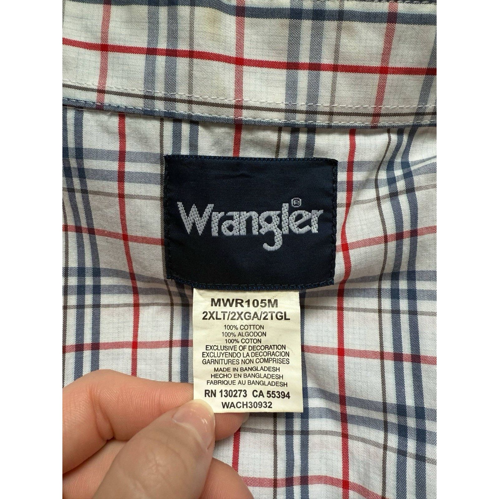 Wrangler WRANGLER Wrancher Western Shirt Mens 2XLT Plaid Pearl Snap Size US XXL / EU 58 / 5 - 2 Thumbnail