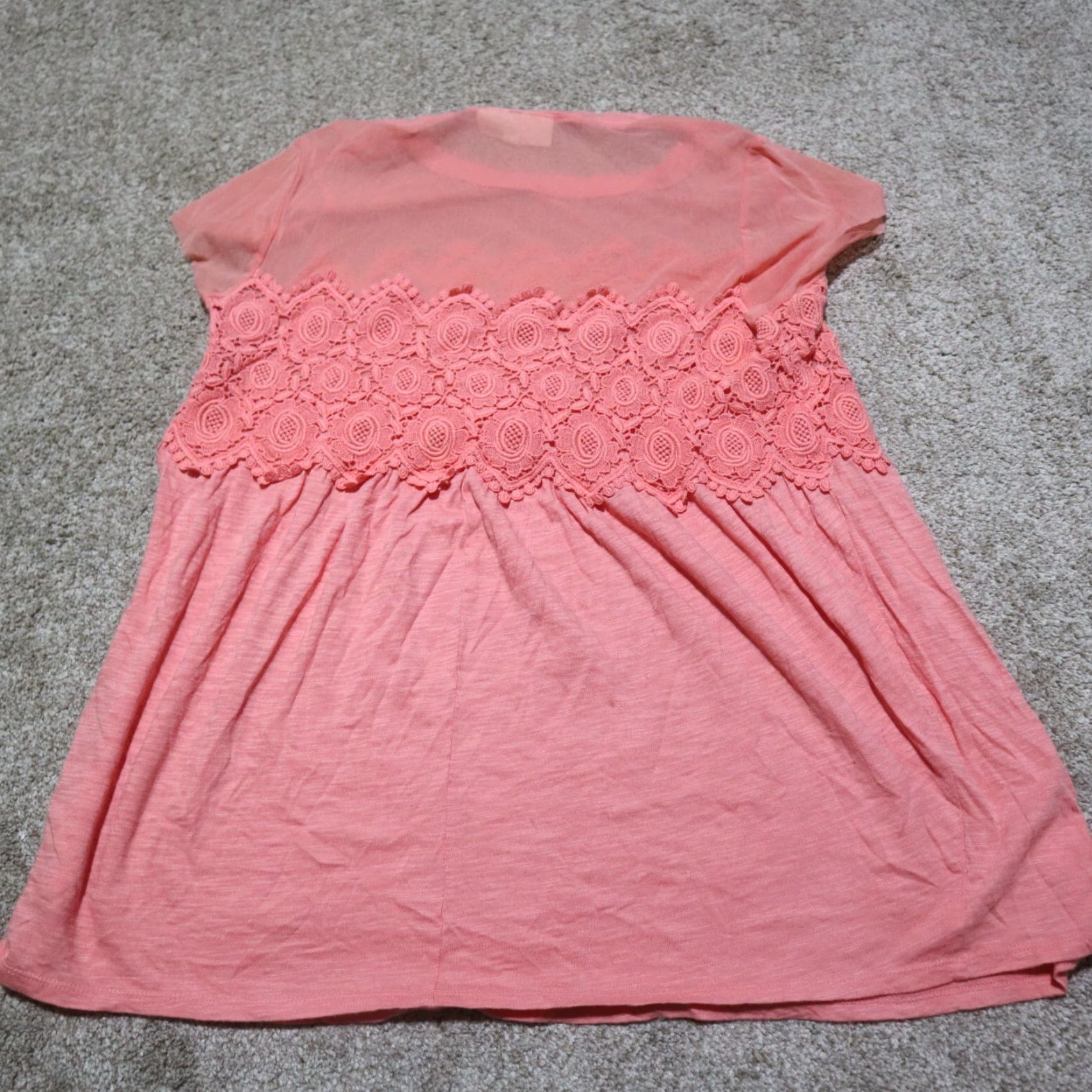 Jessica Simpson Jessica Simpson Shirt Peasant Adult M Pink Lace Sheer Blouse Womens Size M / US 6-8 / IT 42-44 - 7 Thumbnail