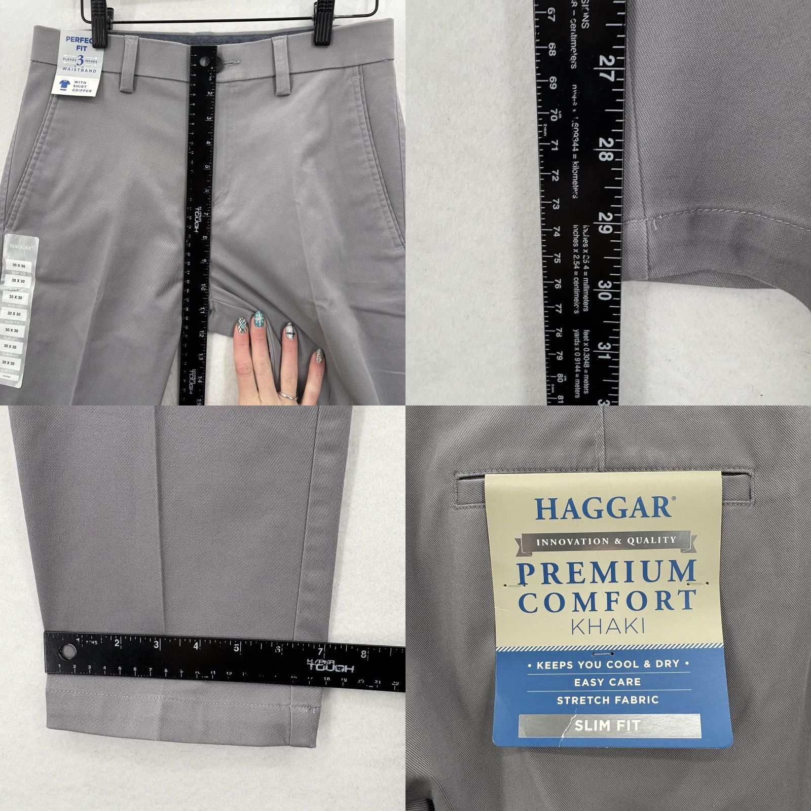 Haggar VINTAGE? wait no Haggar Premium Comfort Khaki Pants Mens 30x30 Gray Slim Fit Stretch Casual NWT Size US 30 / EU 46 - 8 Thumbnail