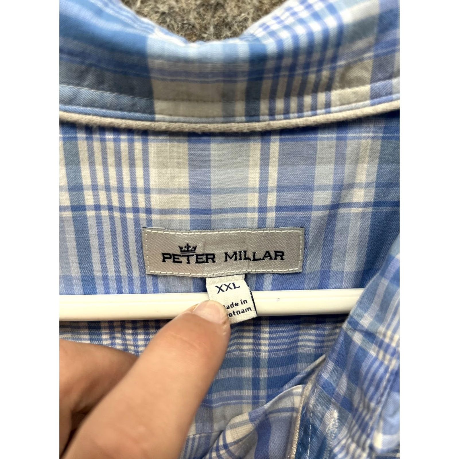 Peter Millar Peter Millar Shirt Mens 2XL Blue Plaid Short Sleeve Button Front Casual Woven Size US XXL / EU 58 / 5 - 2 Thumbnail