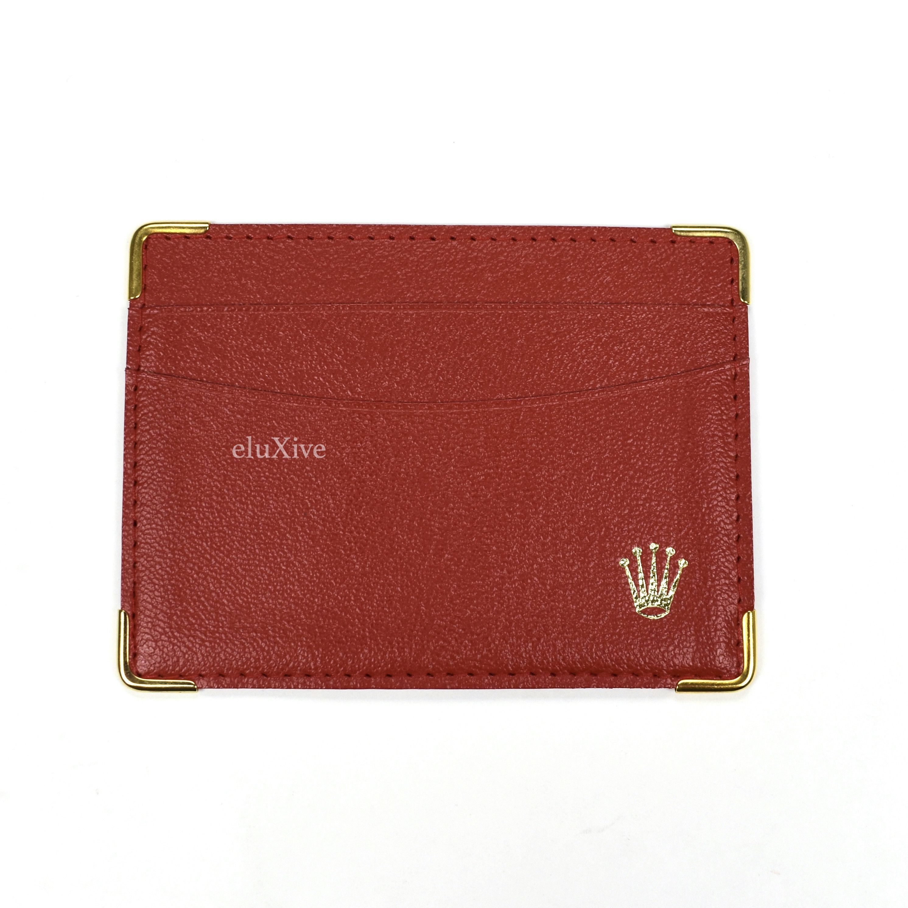 Rolex Rolex Red Leather Crown Logo Card Holder Wallet Size ONE SIZE - 1 Thumbnail