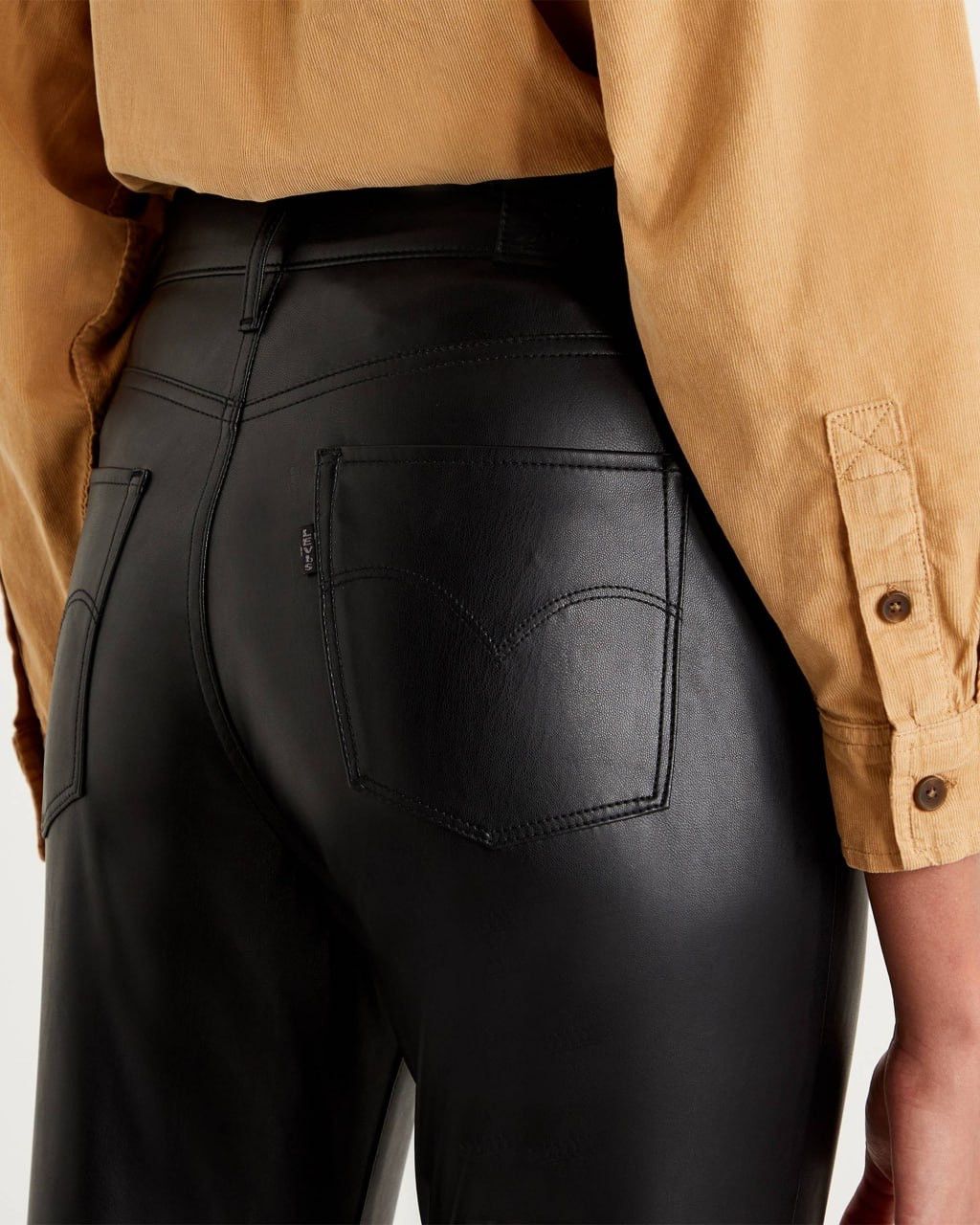 Levi's Vintage Levi's 720 Black Faux Leather high rise skinny Pants Size 29" - 3 Thumbnail