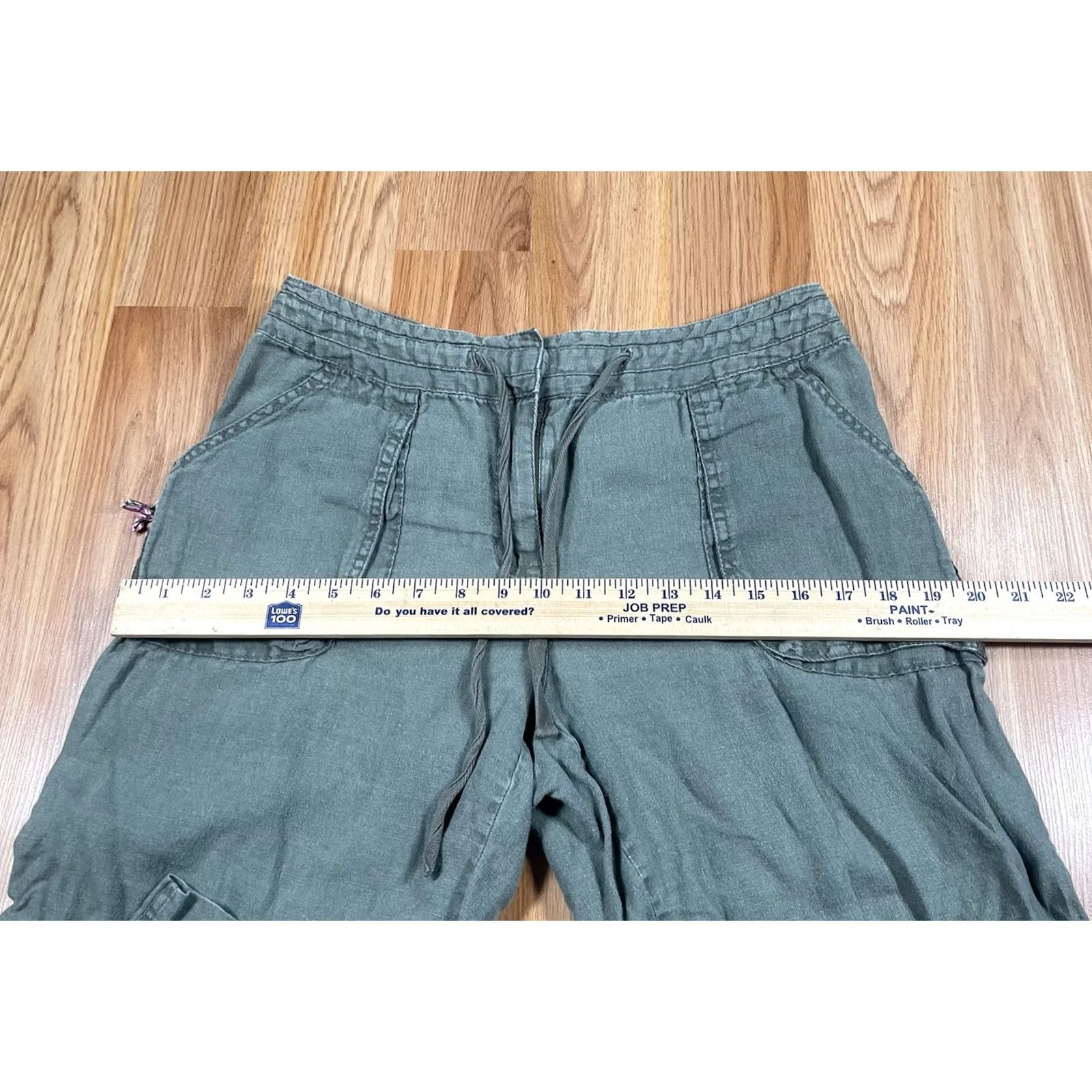 Style & Co VINTAGE Style Co Capri Womens Size 6 Mid Rise 100% Linen Crop Drawstring Shorts Green Size 28" / US 6 / IT 42 - 5 Thumbnail