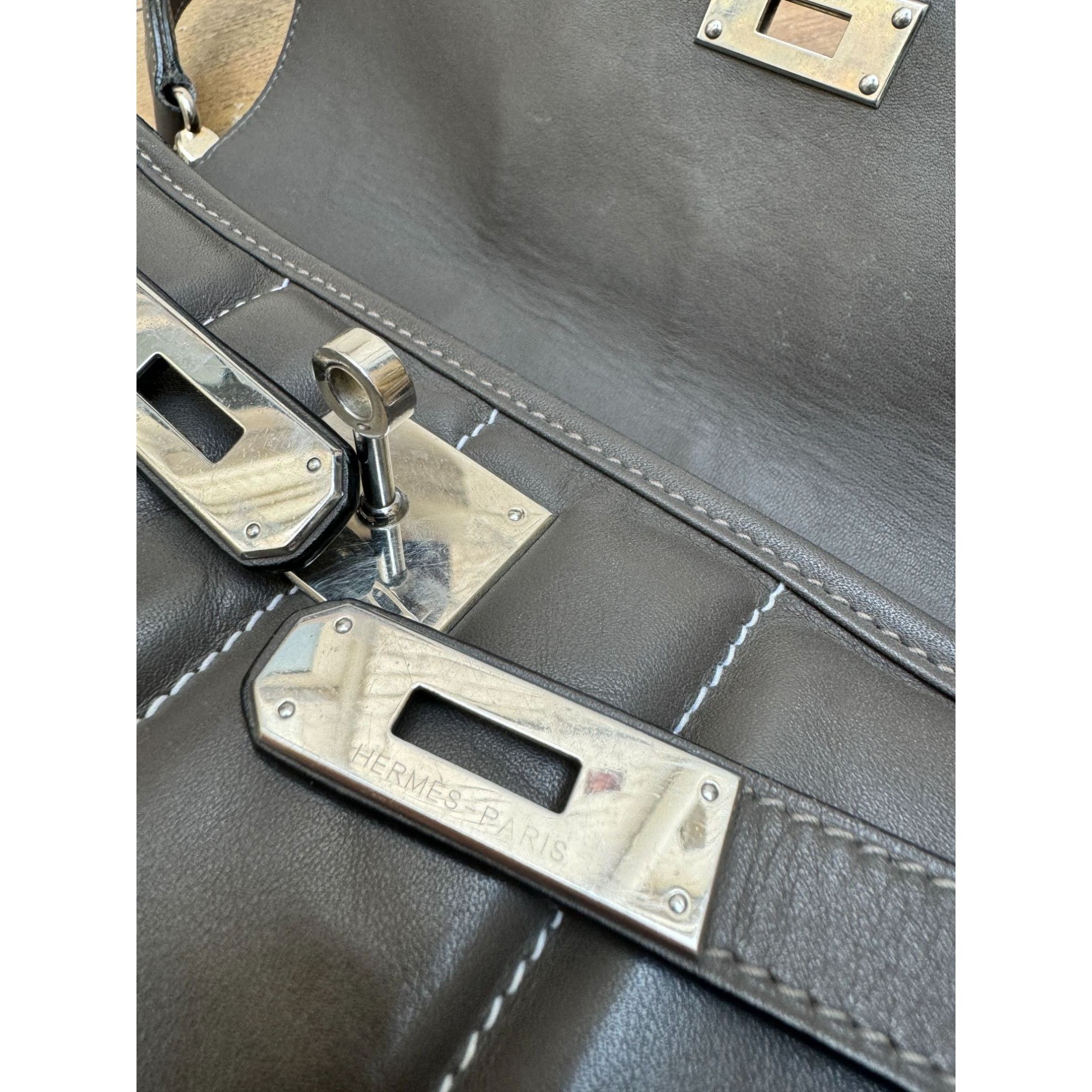 Hermes Berline Elephant Grey Leather Bag Size ONE SIZE - 9 Thumbnail