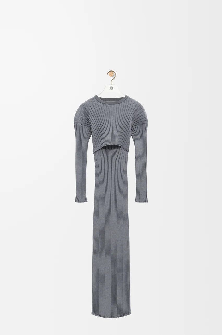 o1loc1c0525 Dress in Cotton And Viscose Blend in Grey