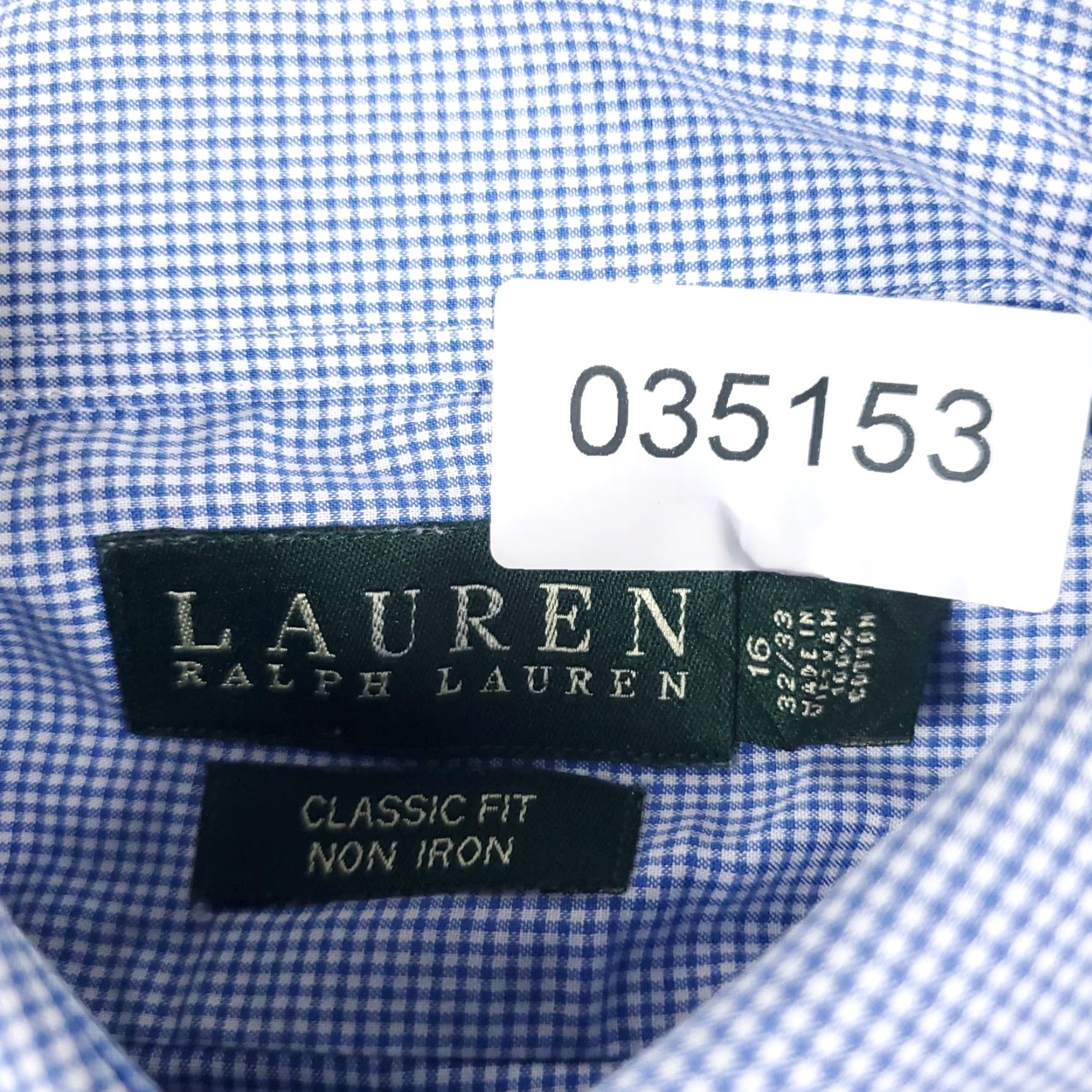 Ralph Lauren VINTAGE? No. Ralph Lauren Dress Shirt Men 16 Blue Check Button-Down Long Sleeve Cotton Classic 16 in Mens Regular Size Adult Blue Shirt Size 42R - 6 Thumbnail
