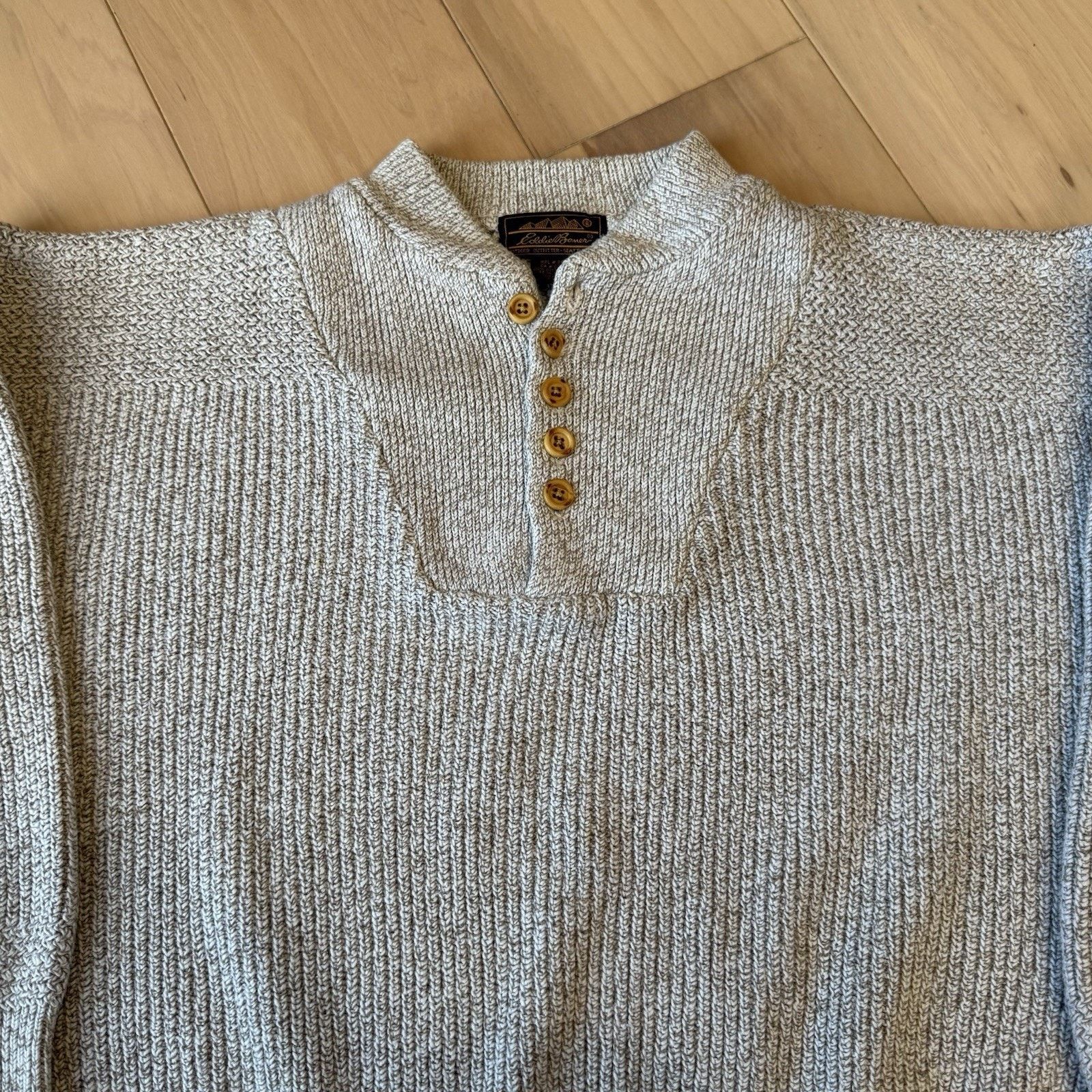 Eddie Bauer Vintage Eddie Bauer Sweater L Beige Henley Cotton Pullover Size US L / EU 52-54 / 3 - 3 Thumbnail