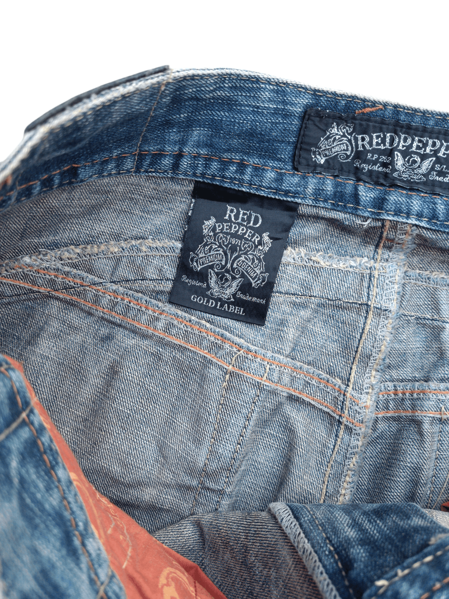 Japanese Brand FLARED Red Pepper Whiskers Low Rise Boot Cut Size US 35 - 17 Thumbnail