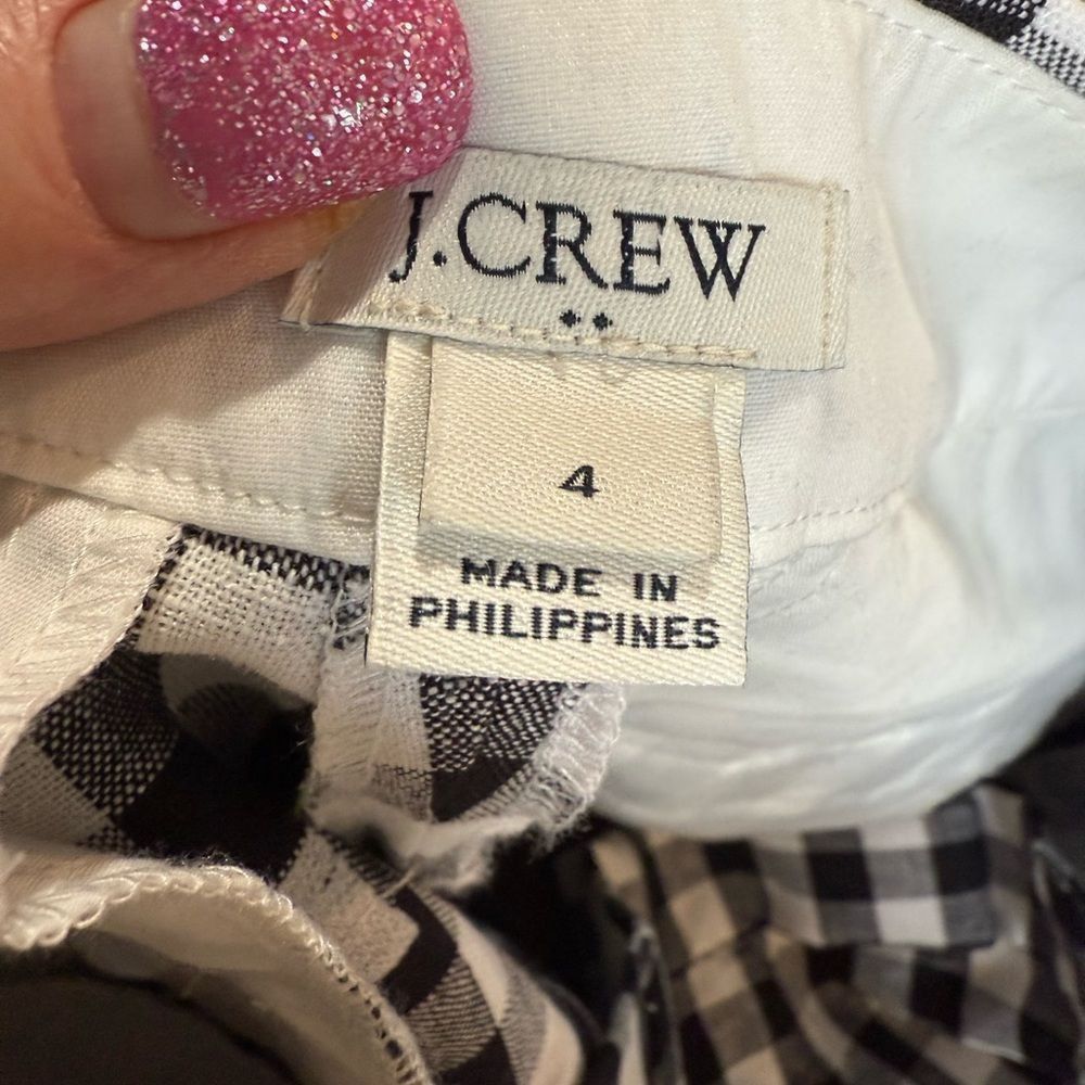 Other NWOTJ crew size 4, black-and-whitel gingham linen shorts Size 27" / US 4 / IT 40 - 9 Thumbnail