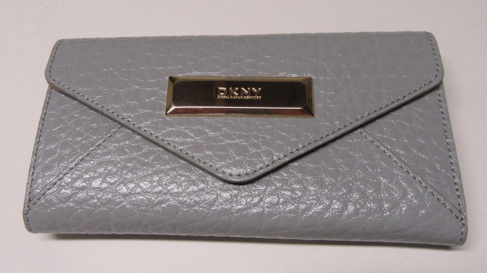 DKNY DKNY Beekman French Grain Leather Trifold Wallet Light Grey Size ONE SIZE - 1 Thumbnail